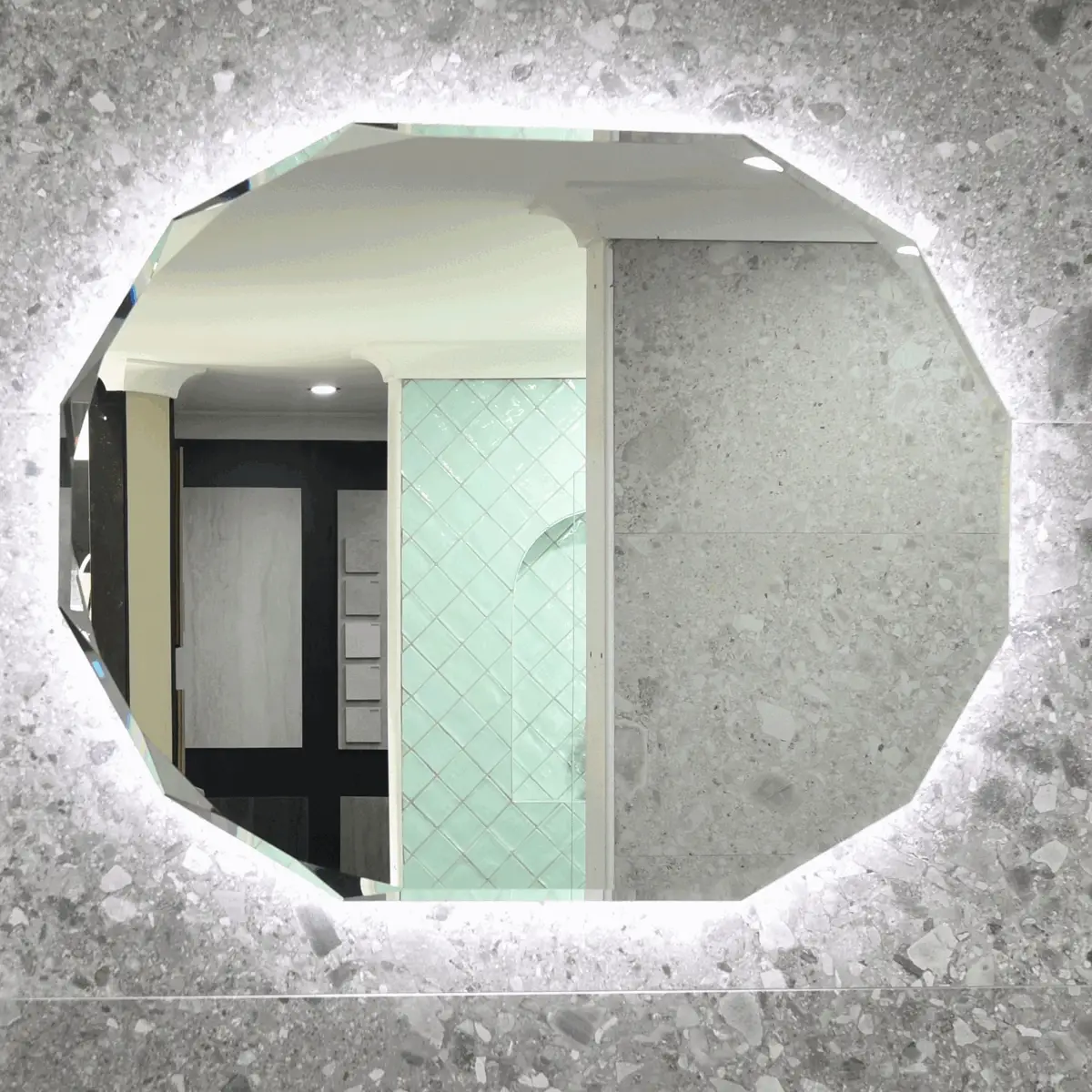 Classic Jewel 800mm x1000mm Backlit LED Frameless Mirror with Jewelled Edge and Demister *Clearance Stock* - Image 2