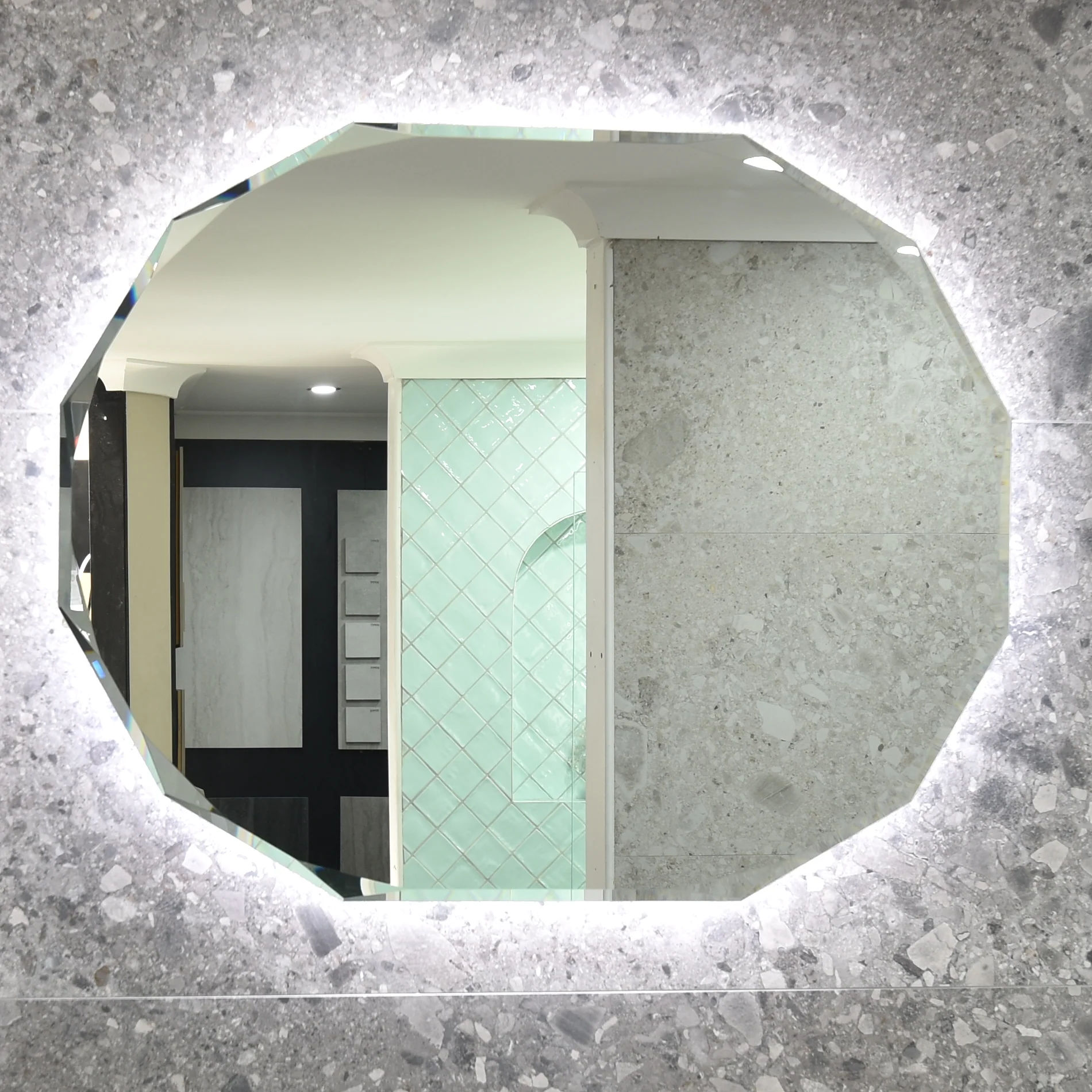 Classic Jewel 800mm x1000mm Backlit LED Frameless Mirror with Jewelled Edge and Demister *Clearance Stock* - Image 5