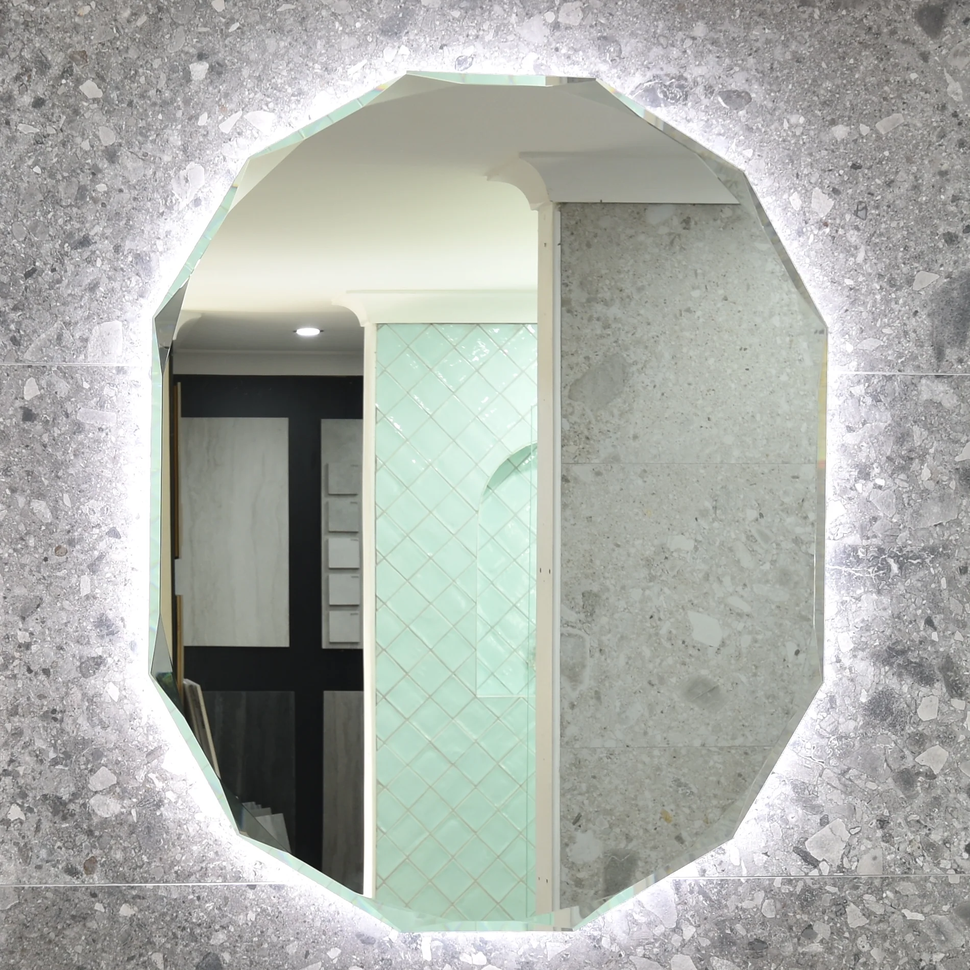 Classic Jewel 800mm x1000mm Backlit LED Frameless Mirror with Jewelled Edge and Demister *Clearance Stock* - Image 6