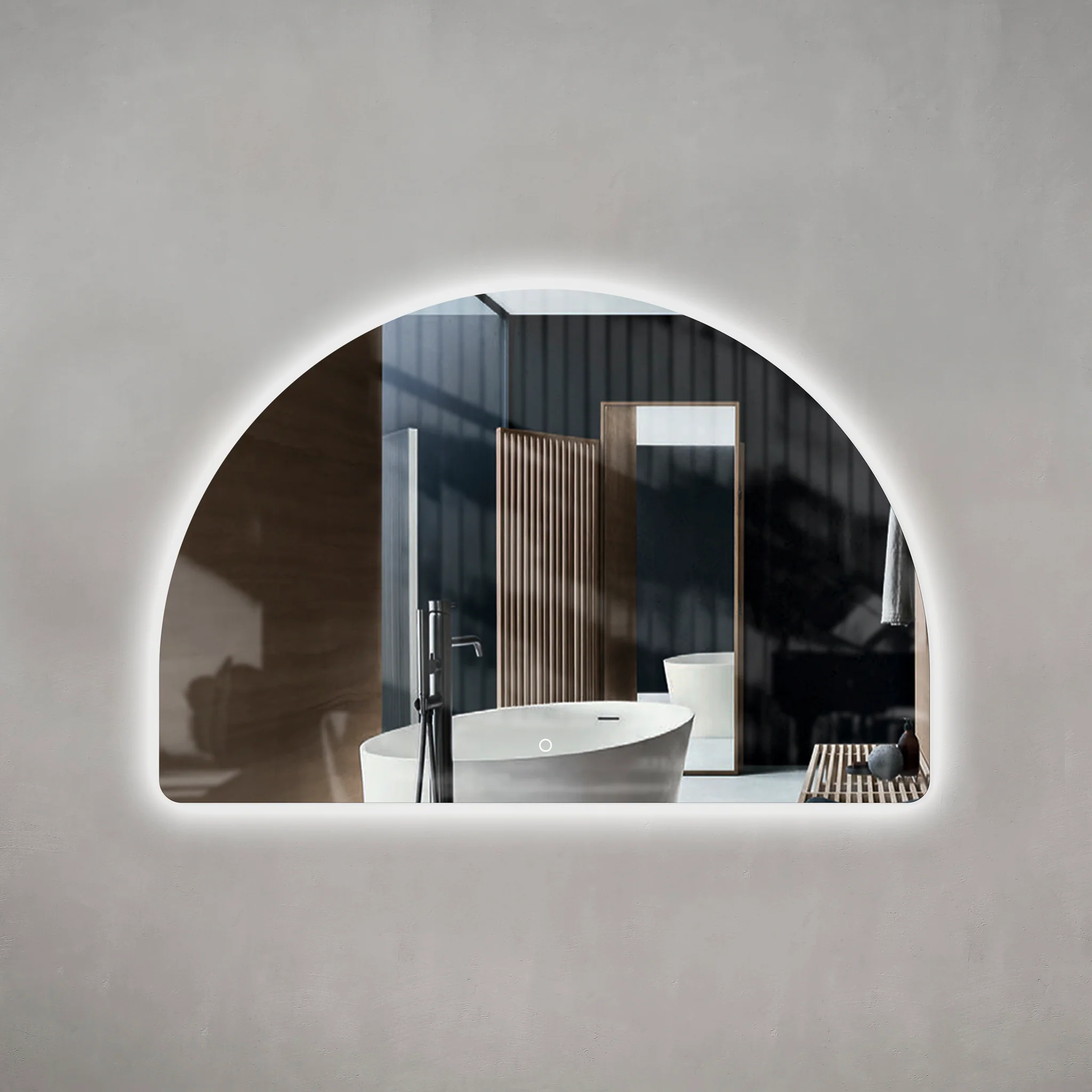Arco Arch 1200mm x 800mm Backlit LED Frameless Mirror with Polished Edge and Demister
