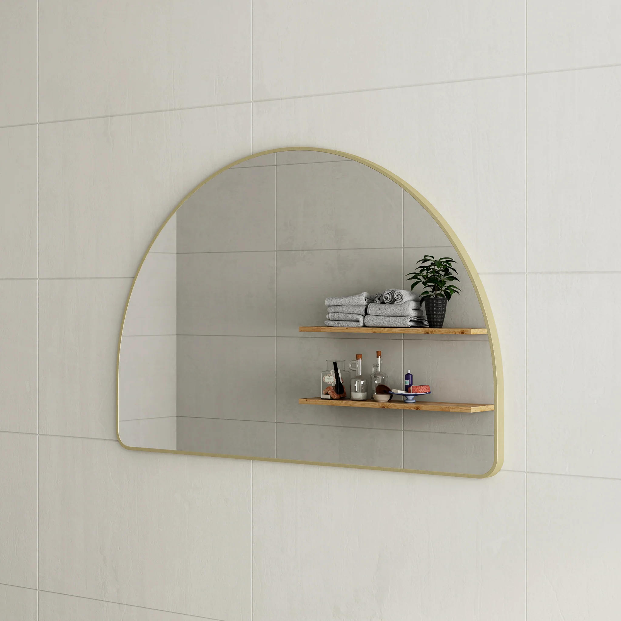 *Clearance* Arco Arch 1200mm x 800mm Mirror with Brushed Brass Gold Frame - Image 2