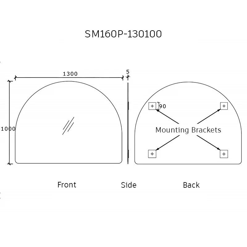 Arco Arch 1300mm x 1000mm Frameless Mirror with Polished Edge - Image 4