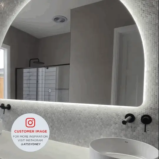 Arco Arch 1500mm x 1000mm Backlit LED Frameless Mirror with Polished Edge and Demister - Image 3