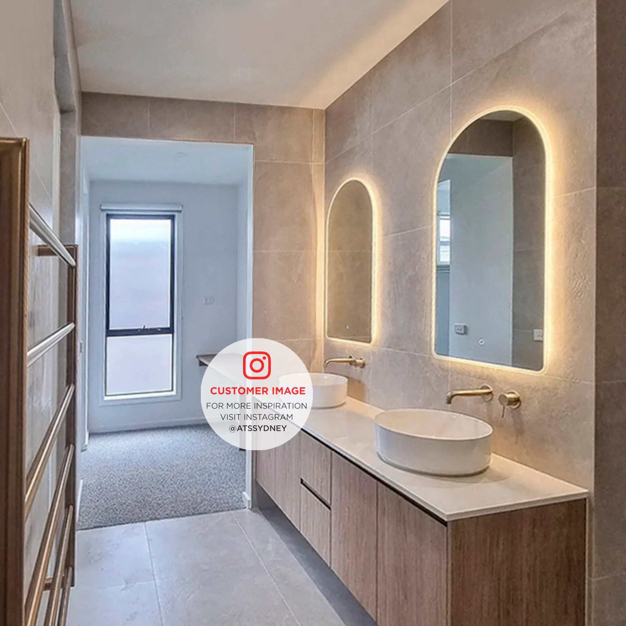 Arco Arch 550mm x 1000mm Frontlit and Backlit LED Frameless Mirror with Frosted Glass Border and Demister - Image 14