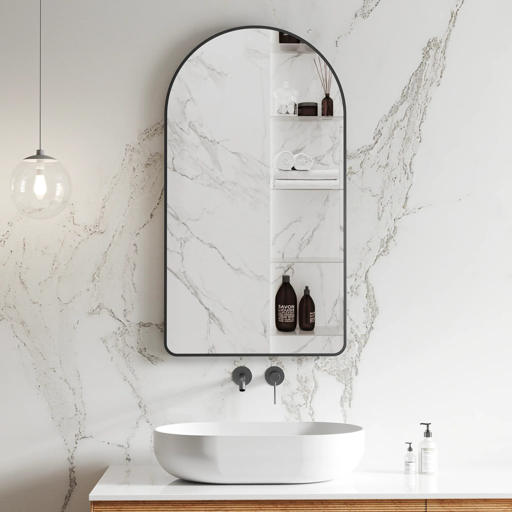 *Clearance* Arco Arch 550mm x 1000mm Mirror with Matte Black Frame - Image 2