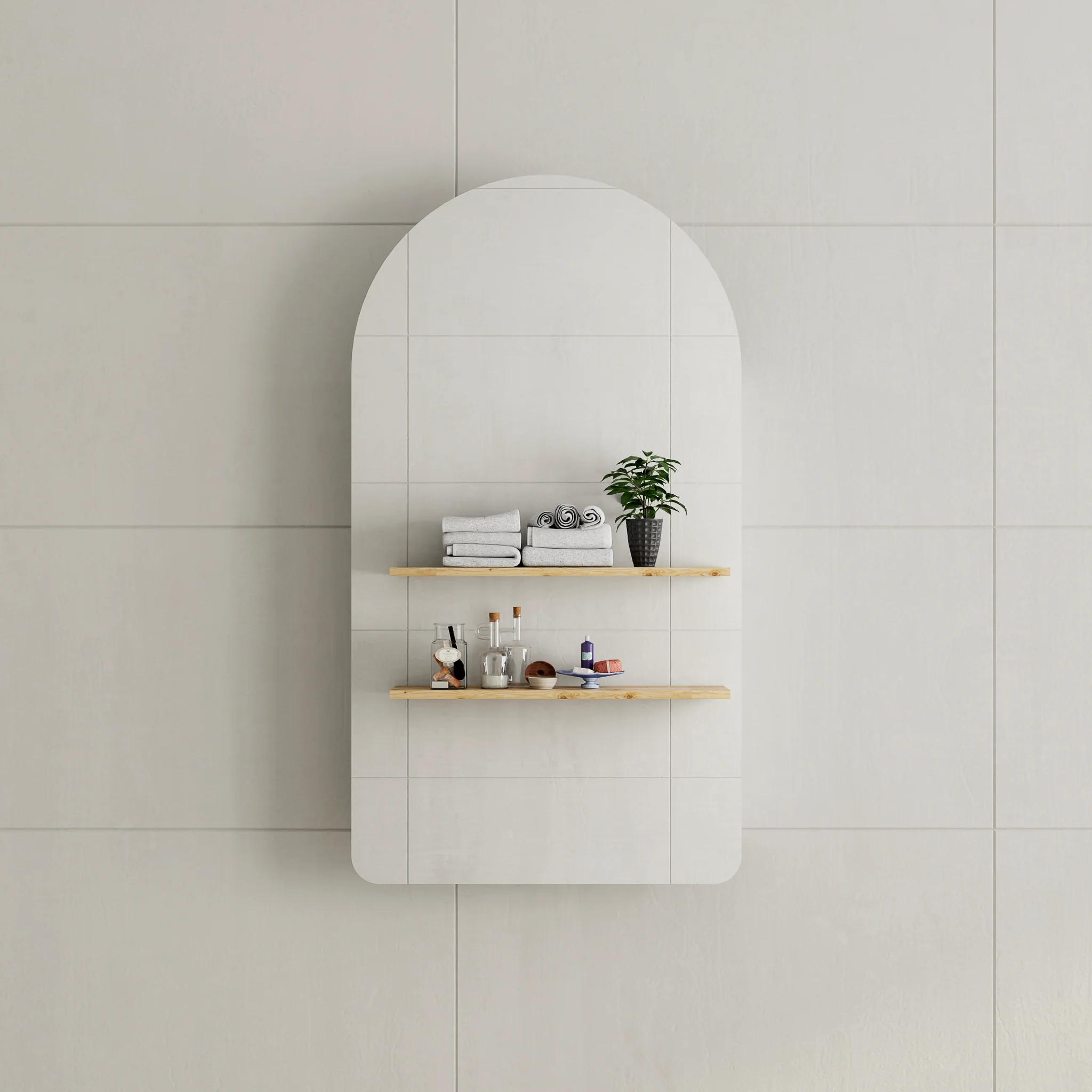 *Clearance* Arco Arch 550mm x 1000mm Mirrored Shaving Cabinet, Matte White