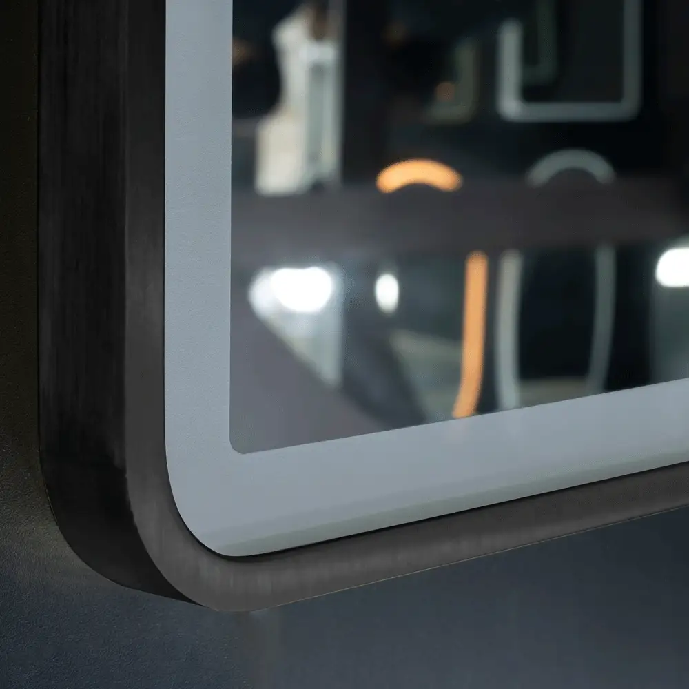 *Clearance* Arco Arch 700mm x 1000mm Frontlit LED Framed Mirror with Demister, Matte Black Frame - Image 3