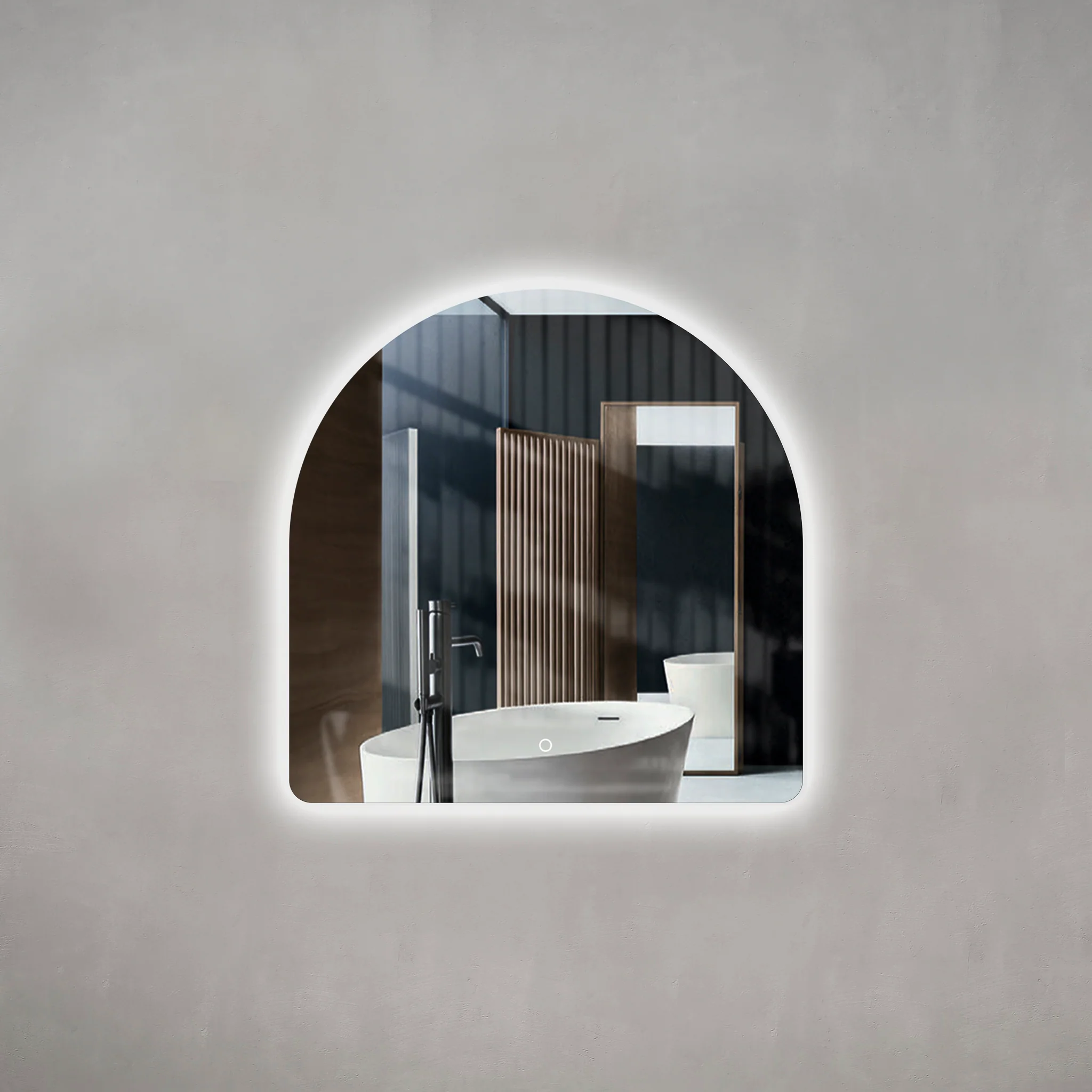 Arco Arch 800mm x 800mm Backlit LED Frameless Mirror with Polished Edge and Demister