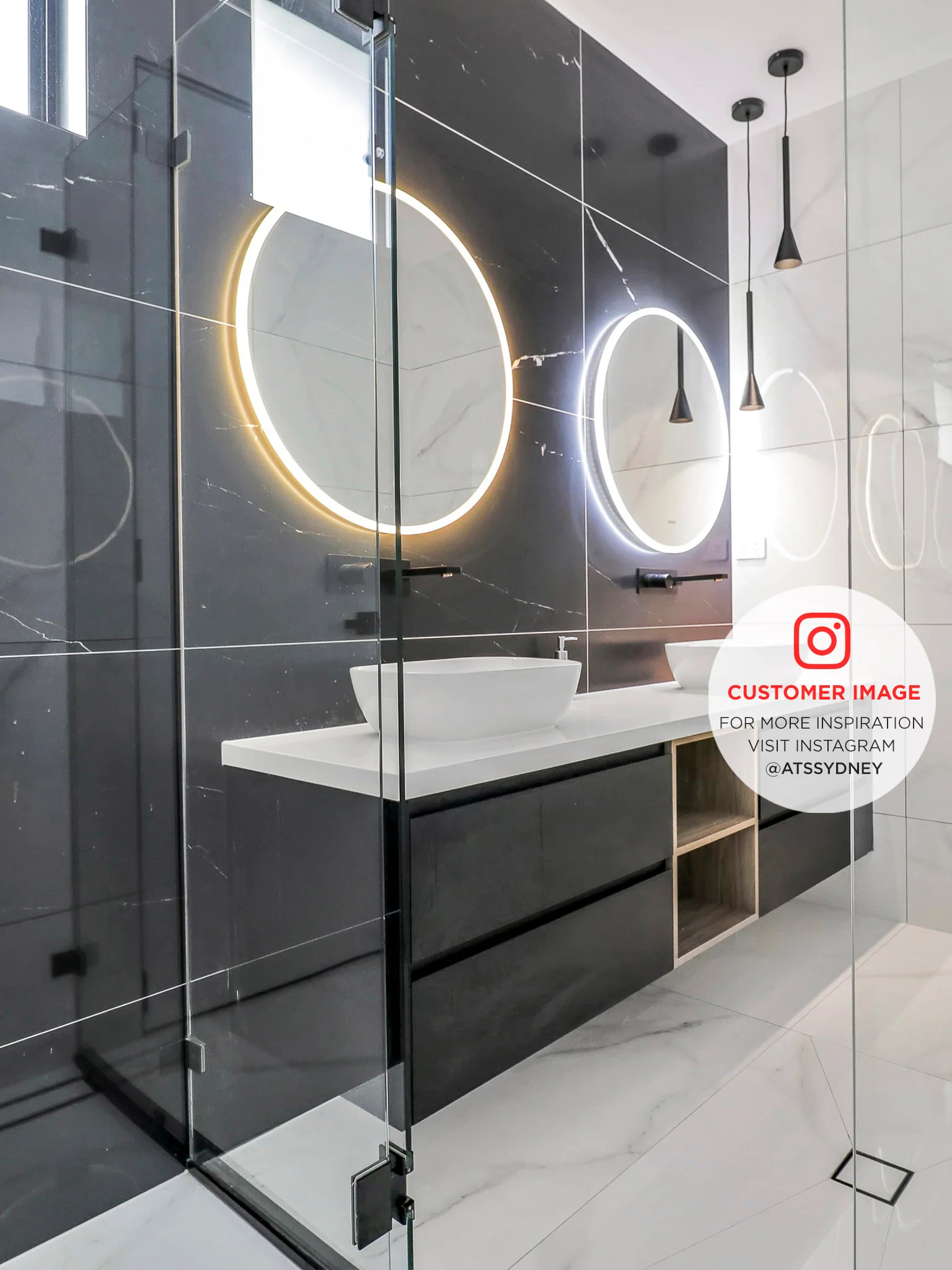 *Clearance* Circa Round 1000mm Frontlit and Backlit LED Frameless Mirror with Frosted Glass Border and Demister - Image 5