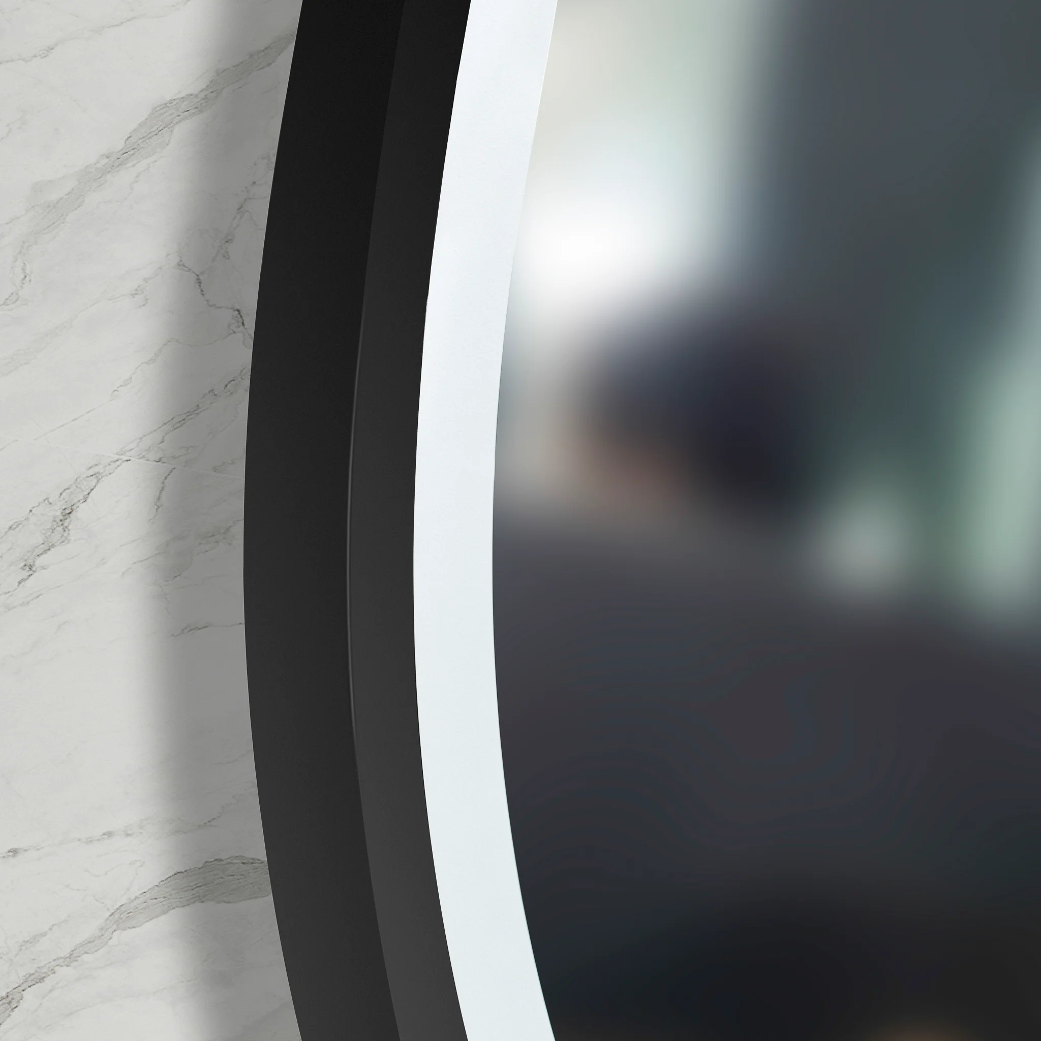 *Clearance* Circa Round 1000mm Frontlit LED Framed Mirror with Demister, Matte Black Frame - Image 3