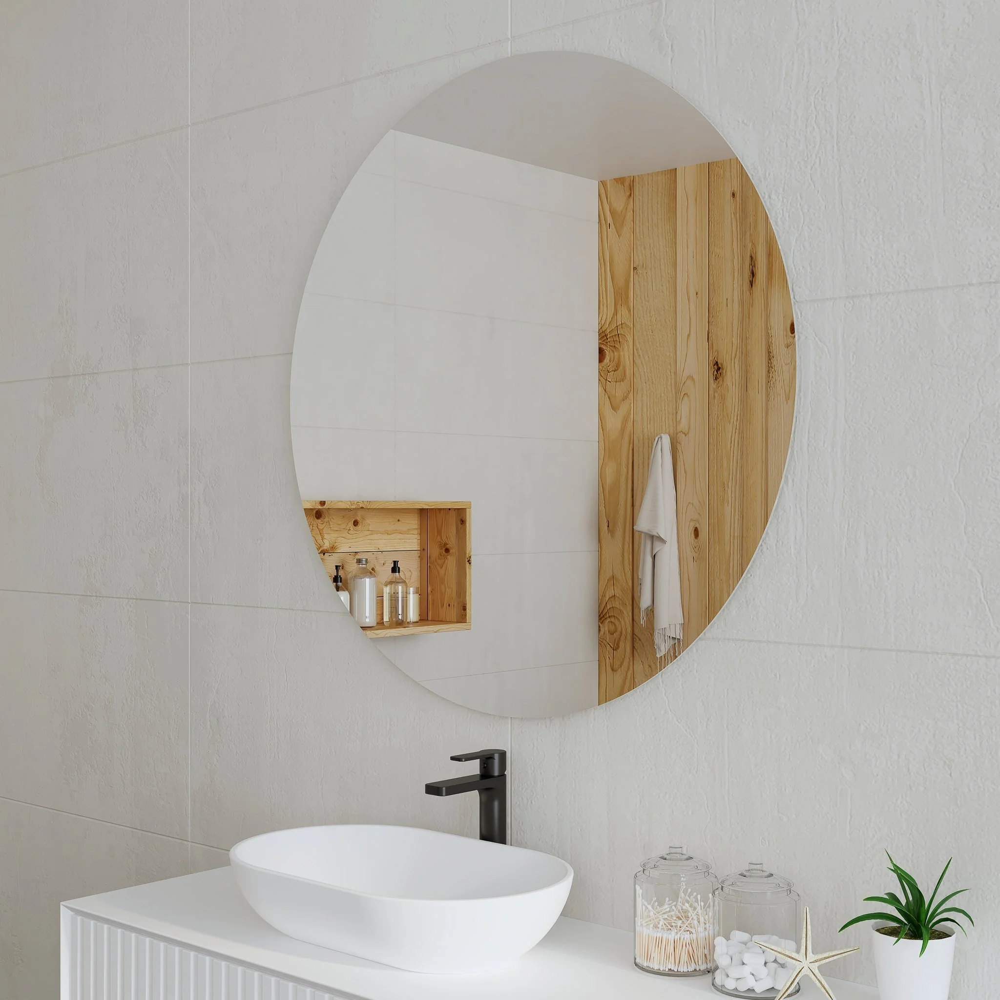 Circa Round 900mm Frameless Mirror with Polished Edge - Image 5