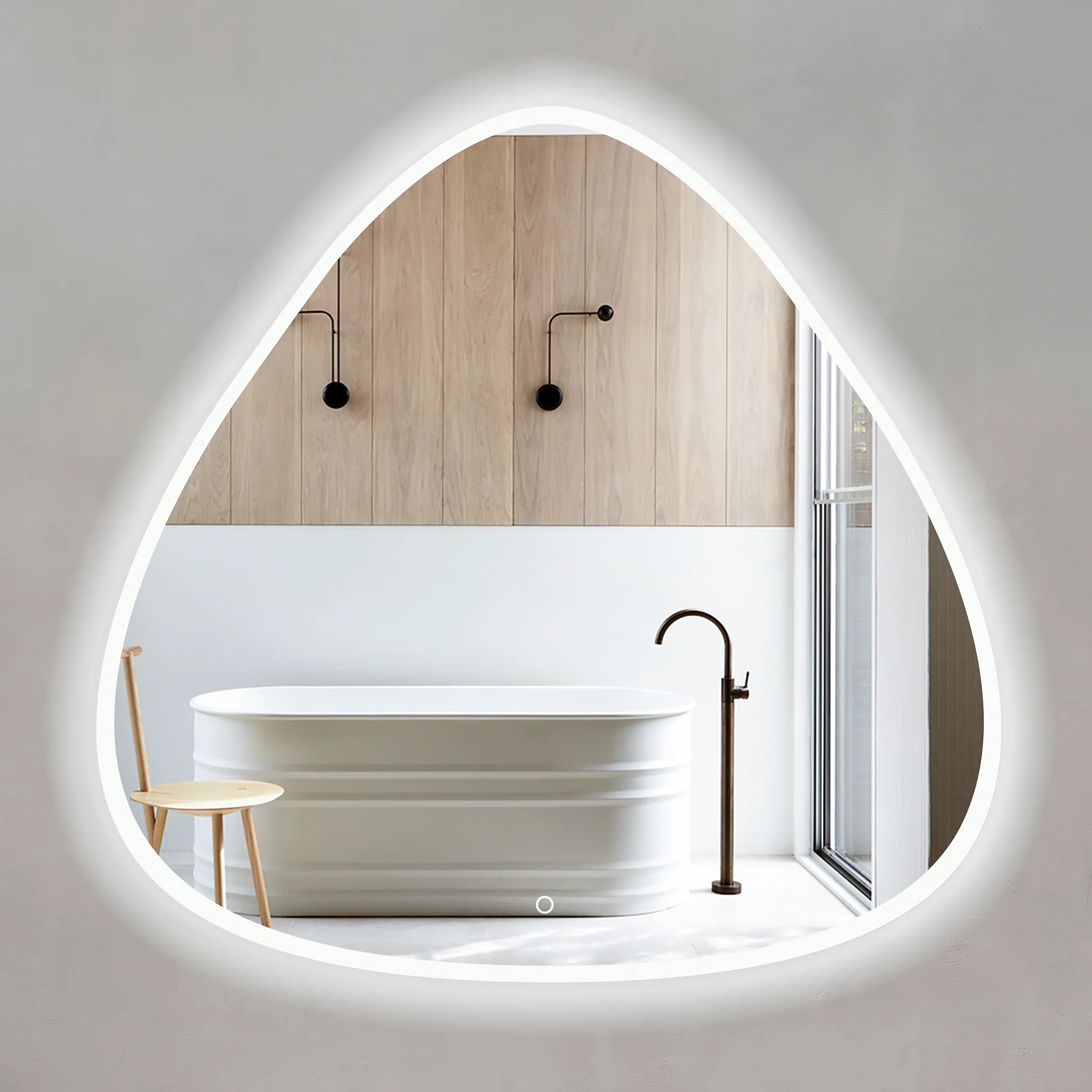 *Clearance* Pearla Drop 1000mm Frontlit and Backlit LED Frameless Mirror with Frosted Glass Border and Demister