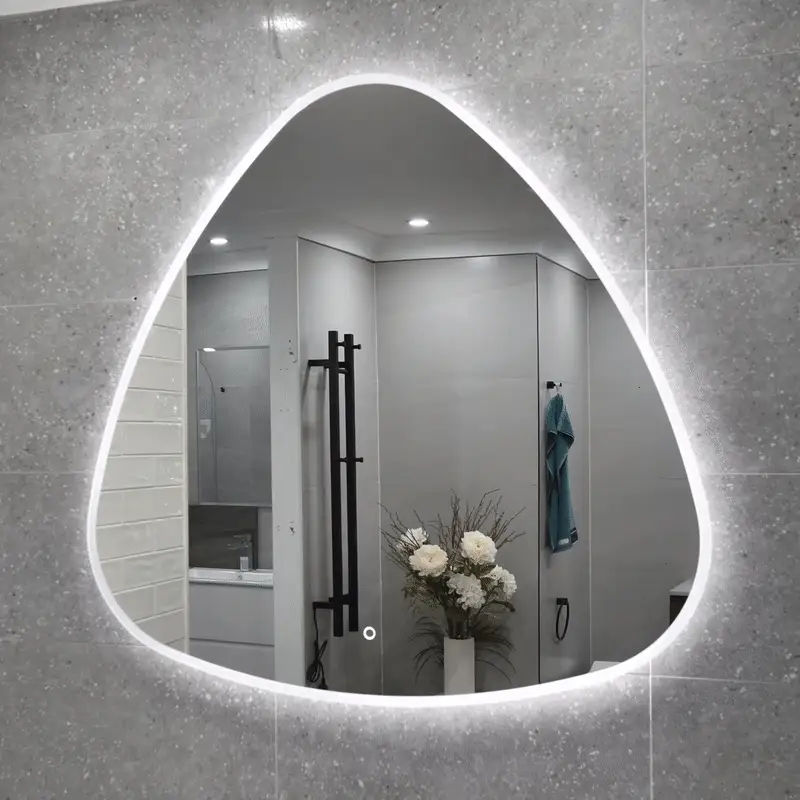 *Clearance* Pearla Drop 1000mm Frontlit and Backlit LED Frameless Mirror with Frosted Glass Border and Demister - Image 2