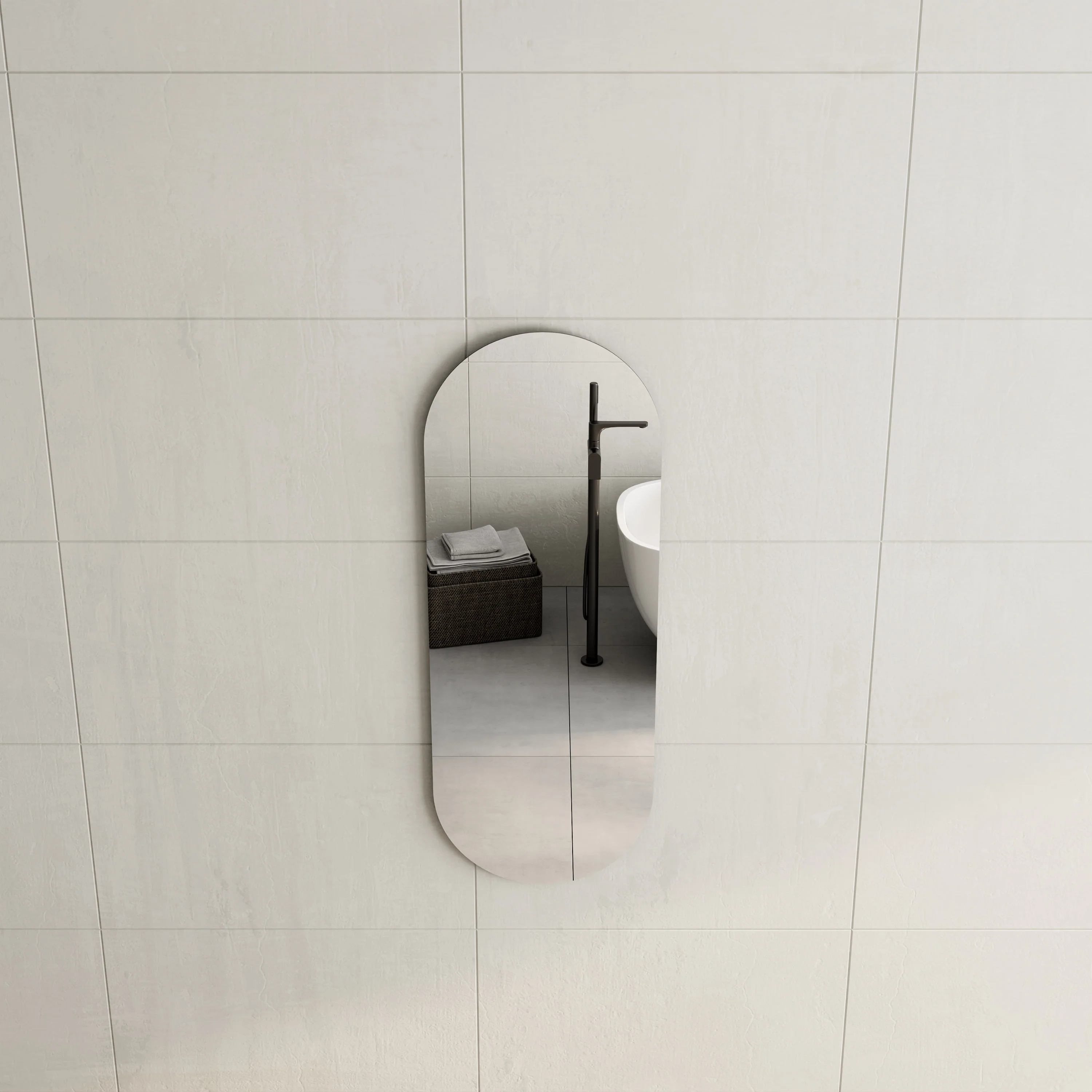 Pill Oval 450mm x 1200mm Frameless Mirror with Polished Edge - Image 2
