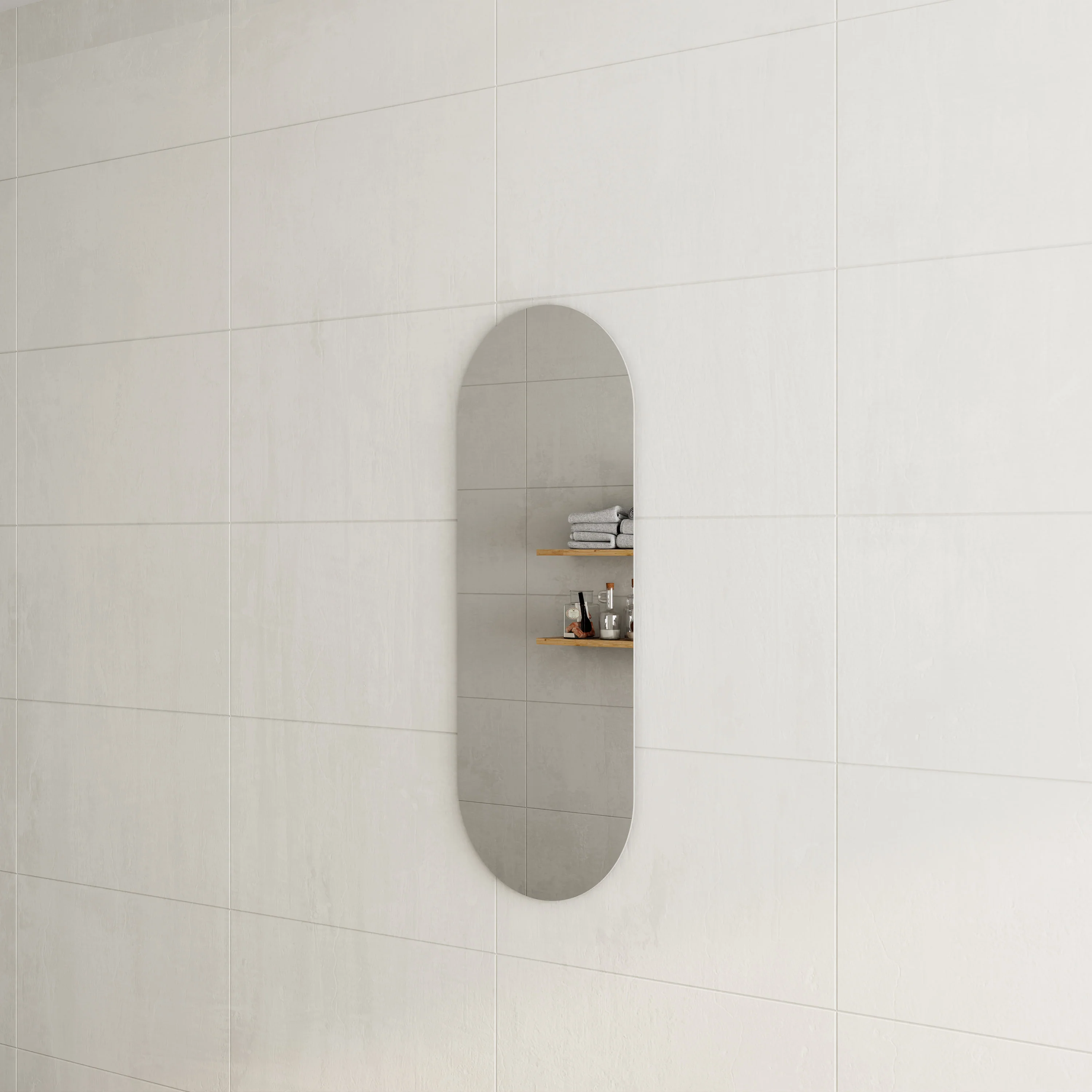 Pill Oval 450mm x 1200mm Frameless Mirror with Polished Edge - Image 3