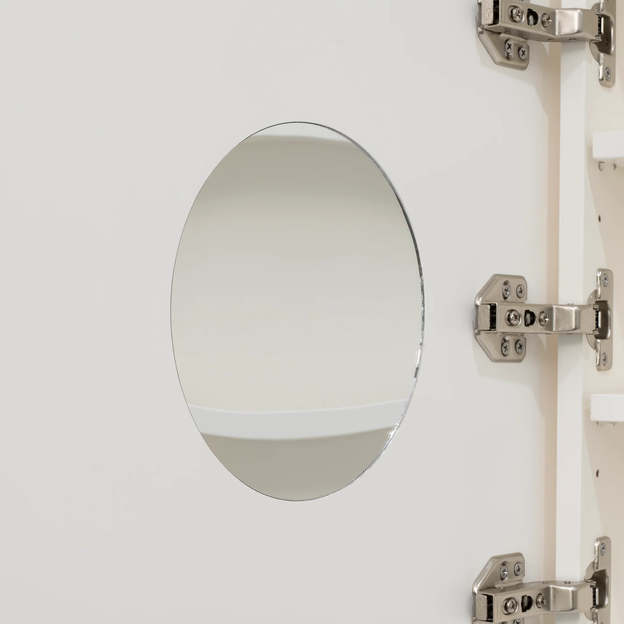 *Clearance* Pill Oval 600mm x 1200mm Mirrored Shaving Cabinet, Matte White - Image 3