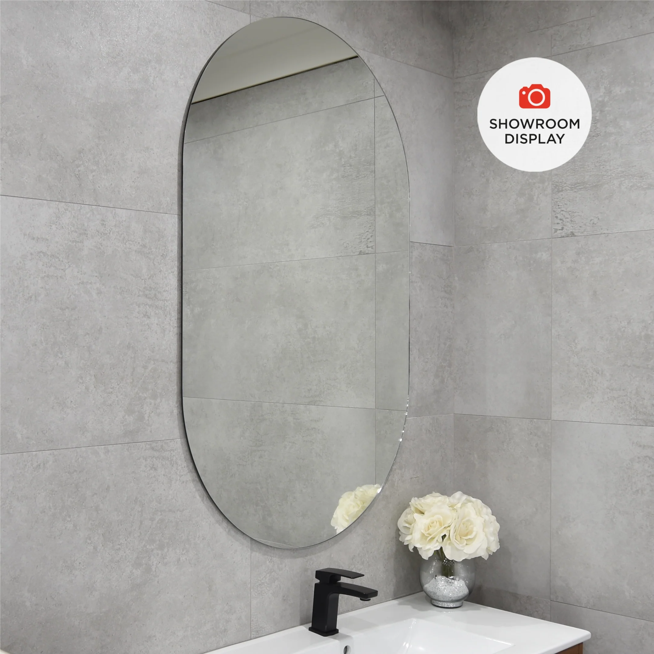 Pill Oval 750mm x 1200mm Frameless Mirror with Polished Edge - Image 3