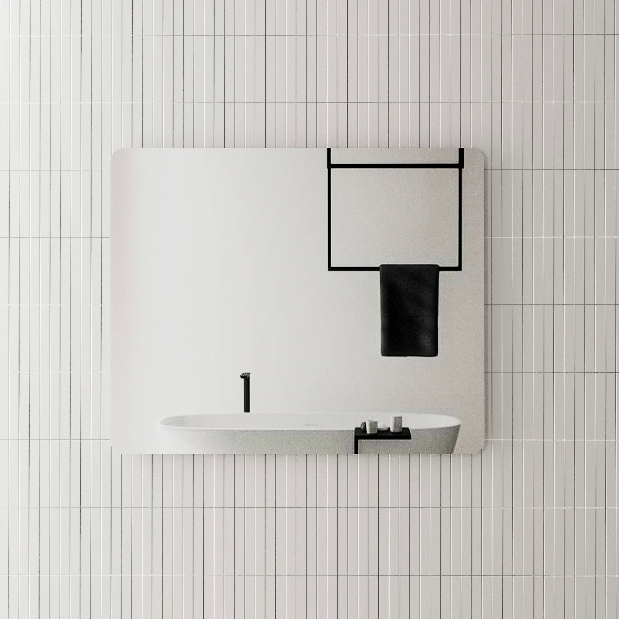 *Clearance* Retti Rectangular 1100mm x 900mm Frameless Mirror with Polished Edge and Rounded Corners