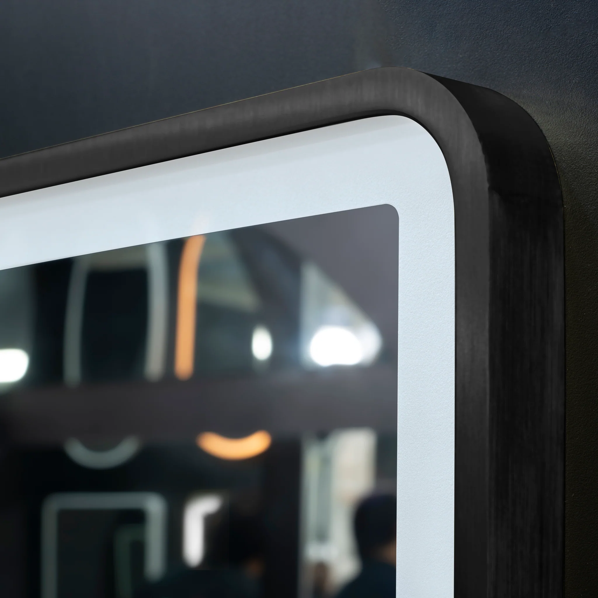 Retti Rectangular 1200mm x 900mm Frontlit LED Framed Mirror with Demister, Matte Black Frame - Image 3