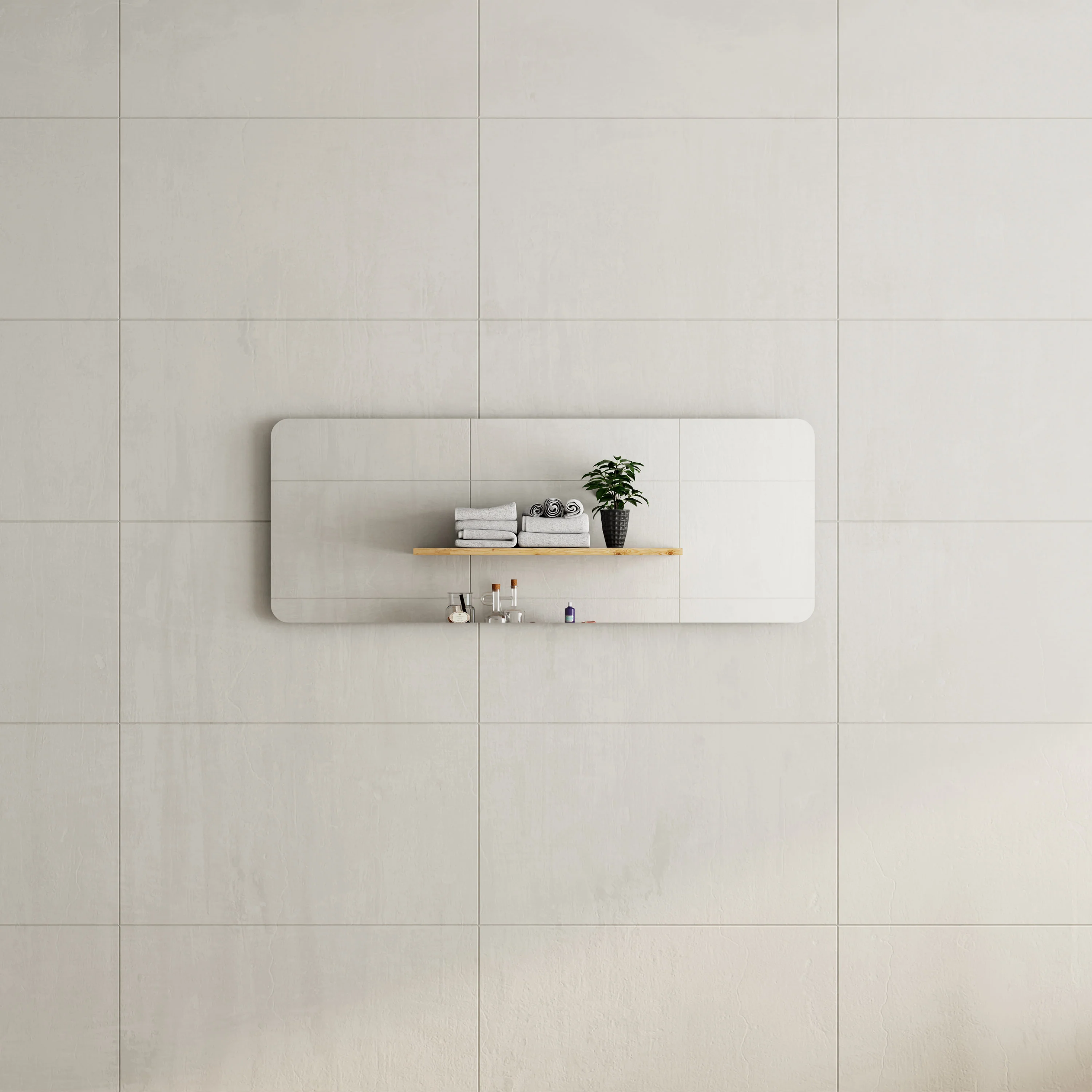 Retti Rectangular 450mm x 1200mm Frameless Mirror with Polished Edge and Rounded Corners