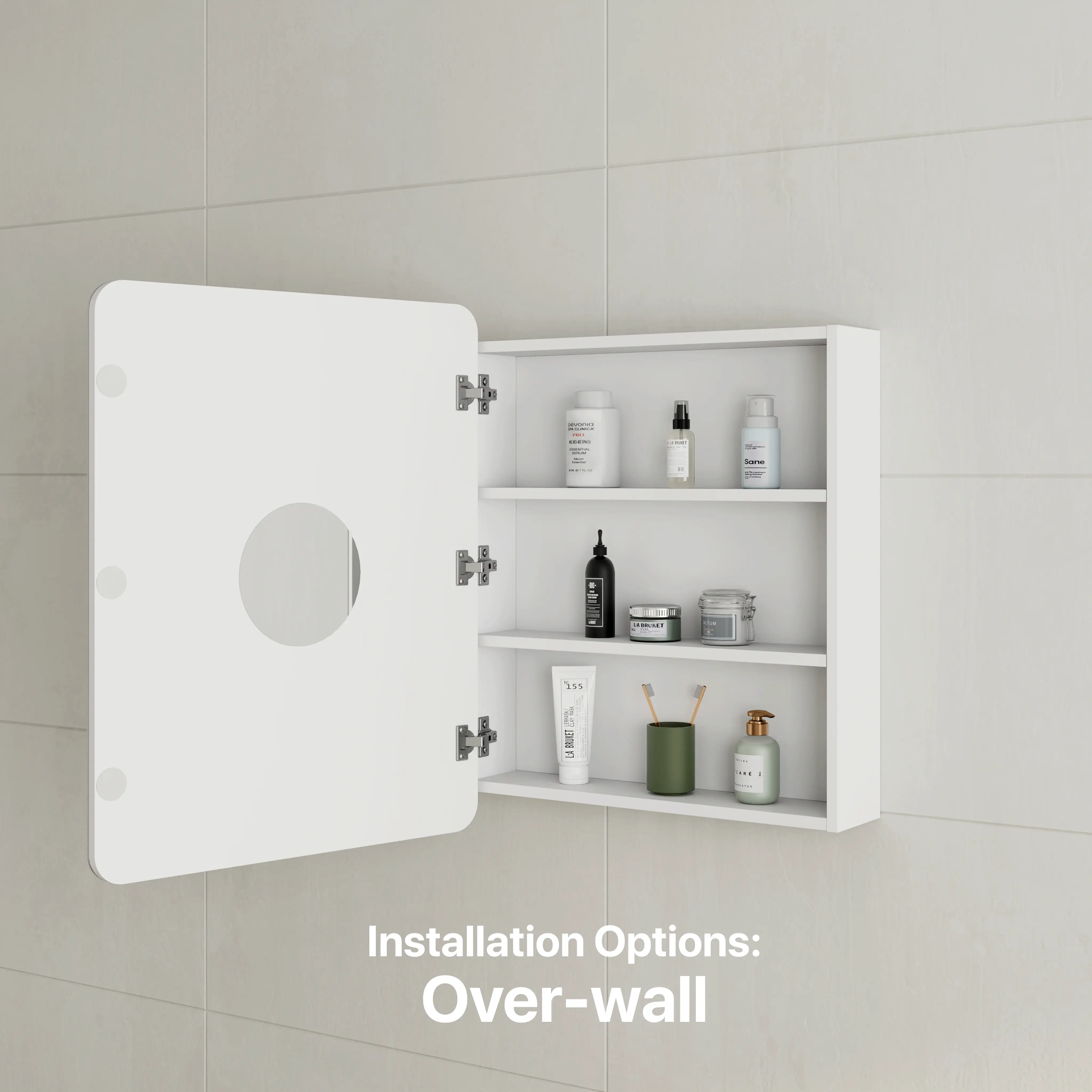 *Clearance* Retti Rectangular 600mm x 750mm Mirrored Shaving Cabinet, Matte White - Image 4