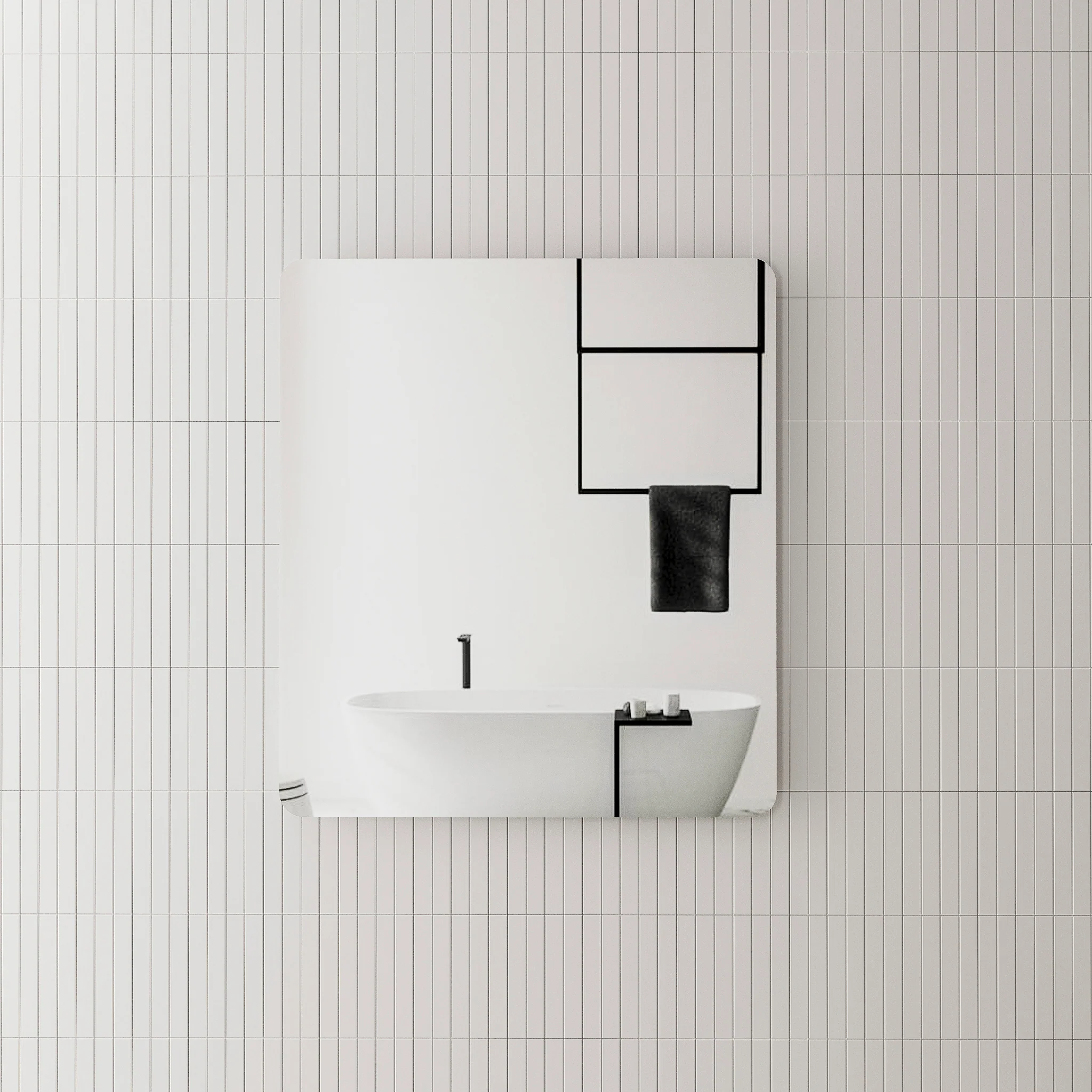 Retti Rectangular 800mm x 900mm Frameless Mirror with Polished Edge and Rounded Corners