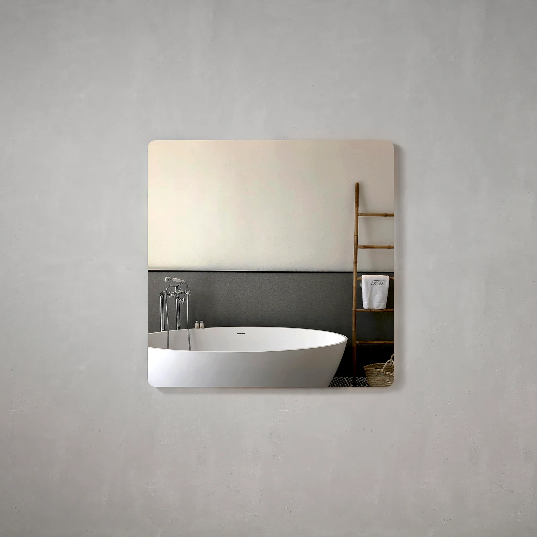 *Clearance* Retti Rectangular 900mm x 900mm Frameless Mirror with Polished Edge and Rounded Corners