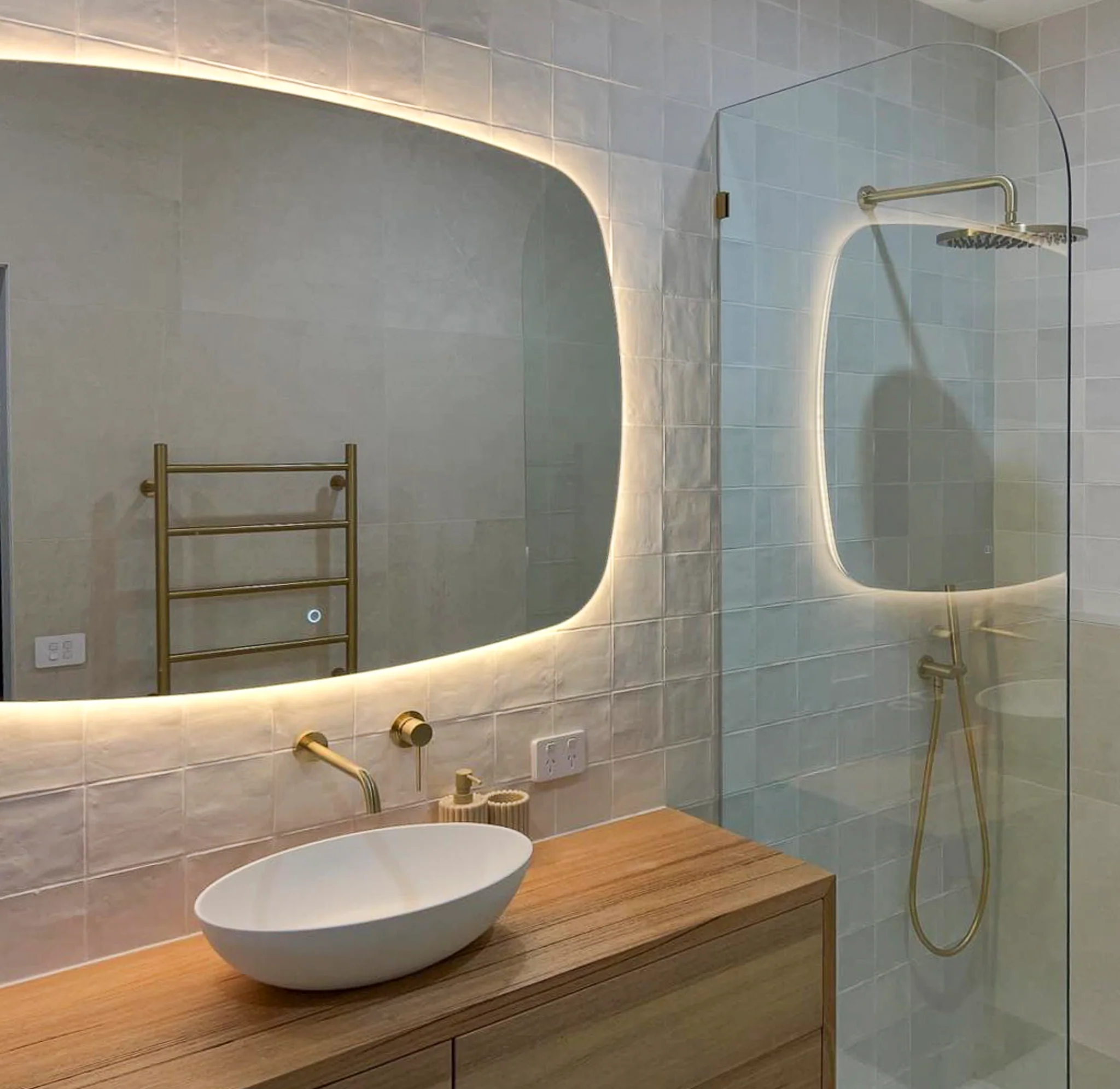 *Clearance* Riri Oblong 1200mm x 900mm Backlit LED Frameless Mirror with Polished Edge and Demister