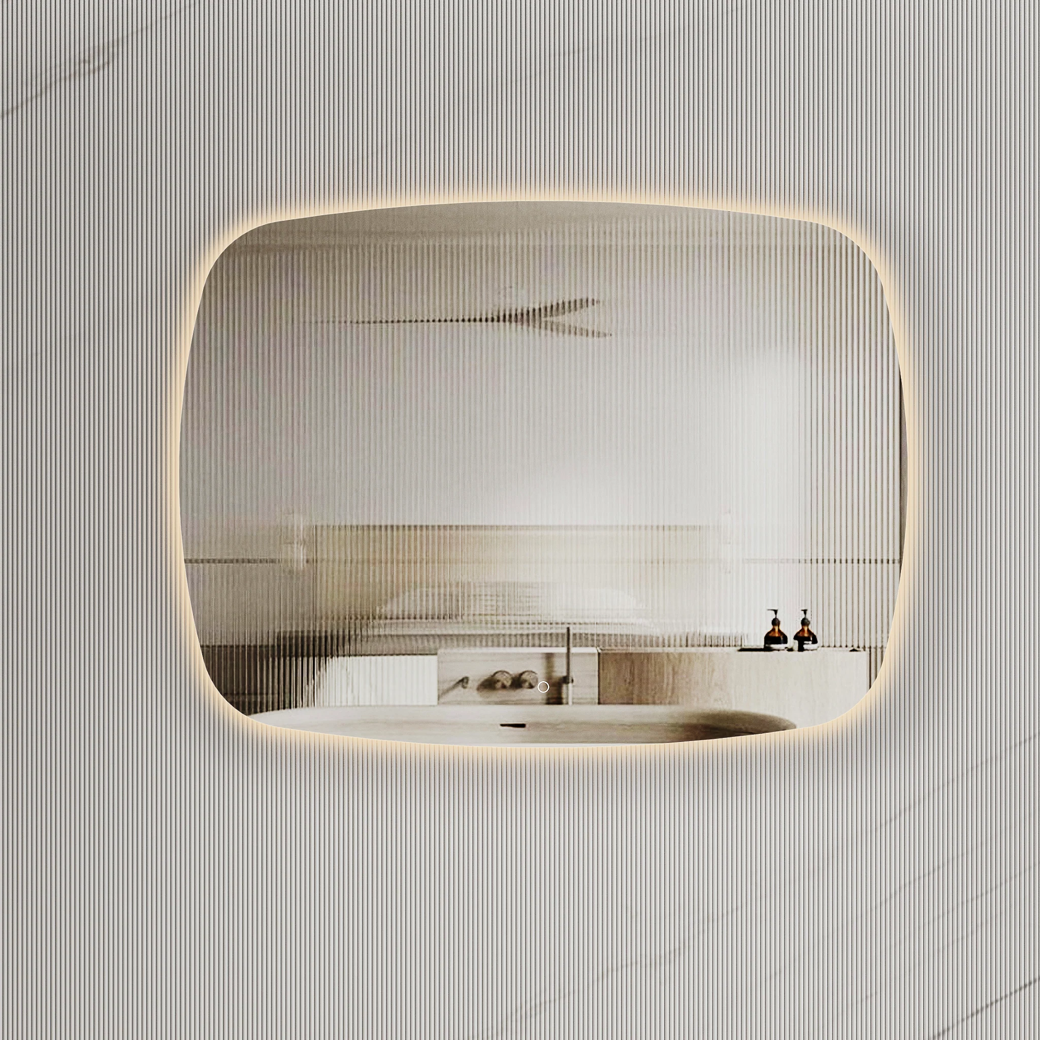 *Clearance* Riri Oblong 1200mm x 900mm Backlit LED Frameless Mirror with Polished Edge and Demister - Image 3