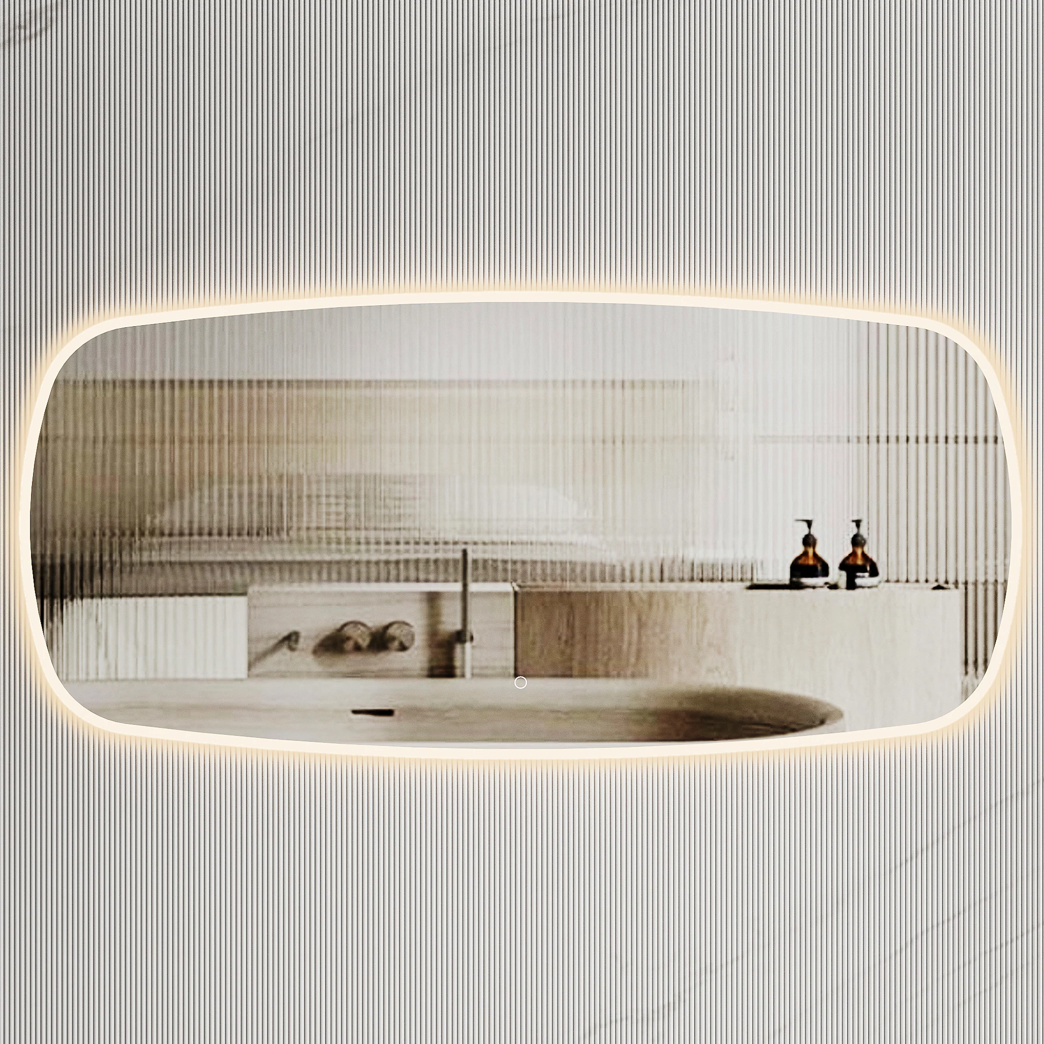 *Clearance* Riri Oblong 1500mm x 700mm Frontlit and Backlit LED Frameless with Frosted Glass Border and Demister - Image 2