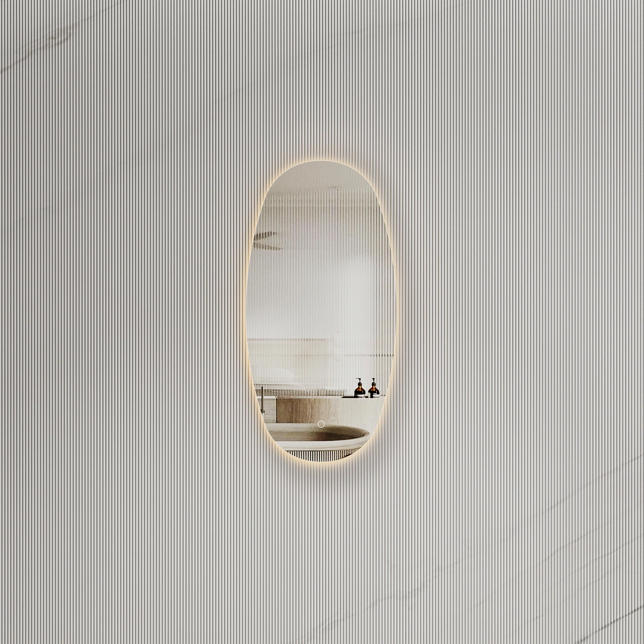 Riri Oblong 400mm x 800mm Backlit LED Frameless Mirror with Polished Edge and Demister - Image 2