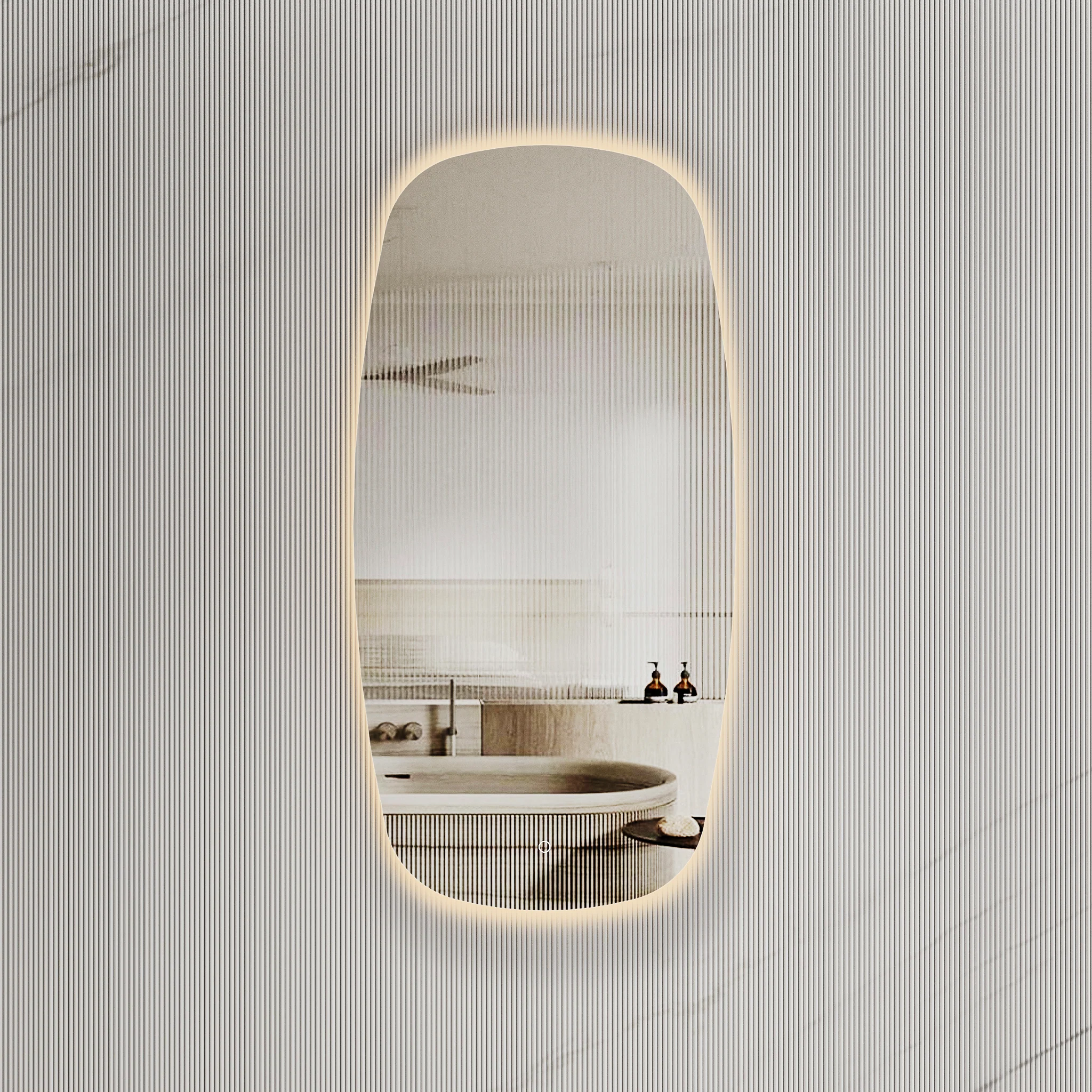 *Clearance* Riri Oblong 600mm x 1200mm Backlit LED Frameless Mirror with Polished Edge and Demister - Image 3