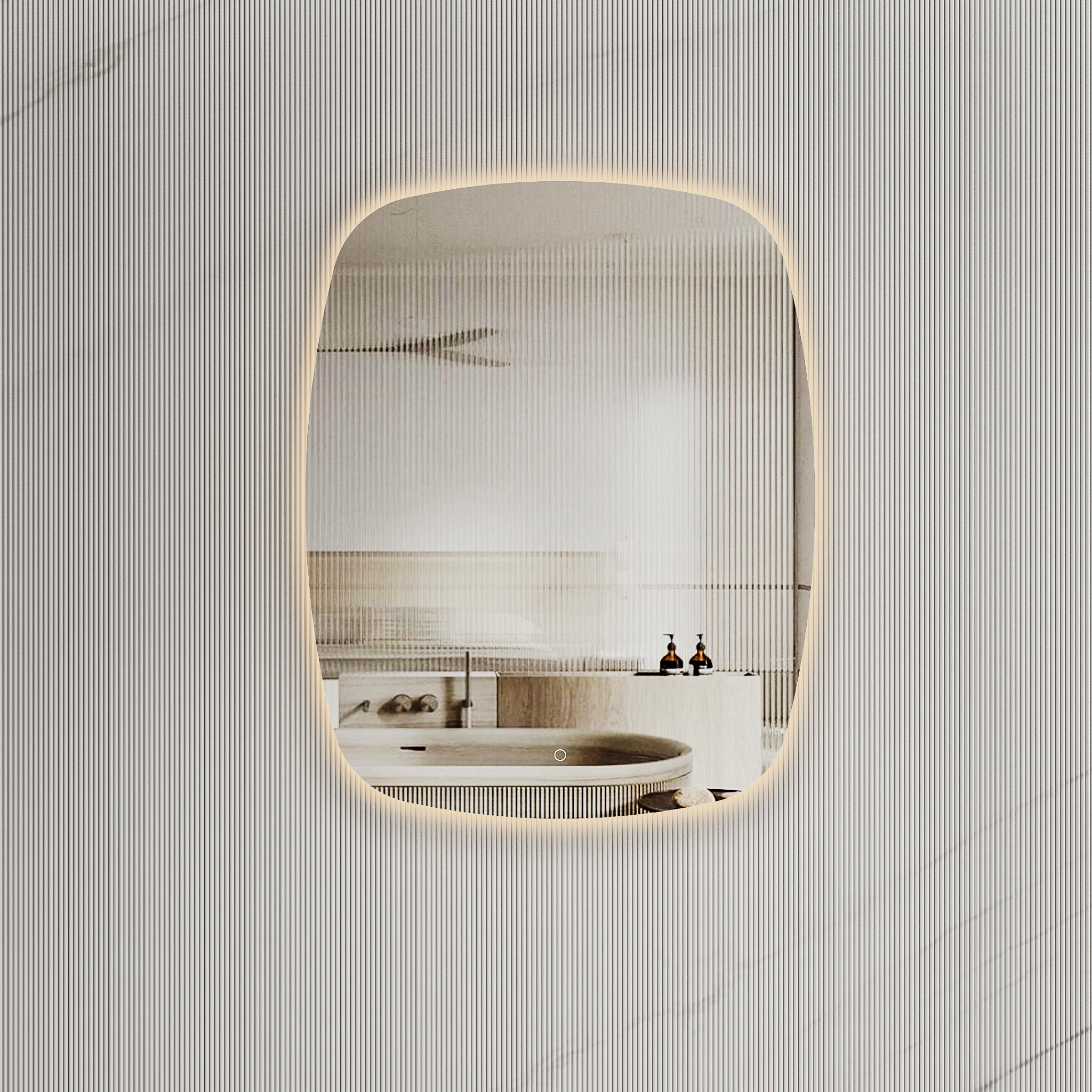 Riri Oblong 800mm x 1000mm Backlit LED Frameless Mirror with Polished Edge and Demister - Image 2