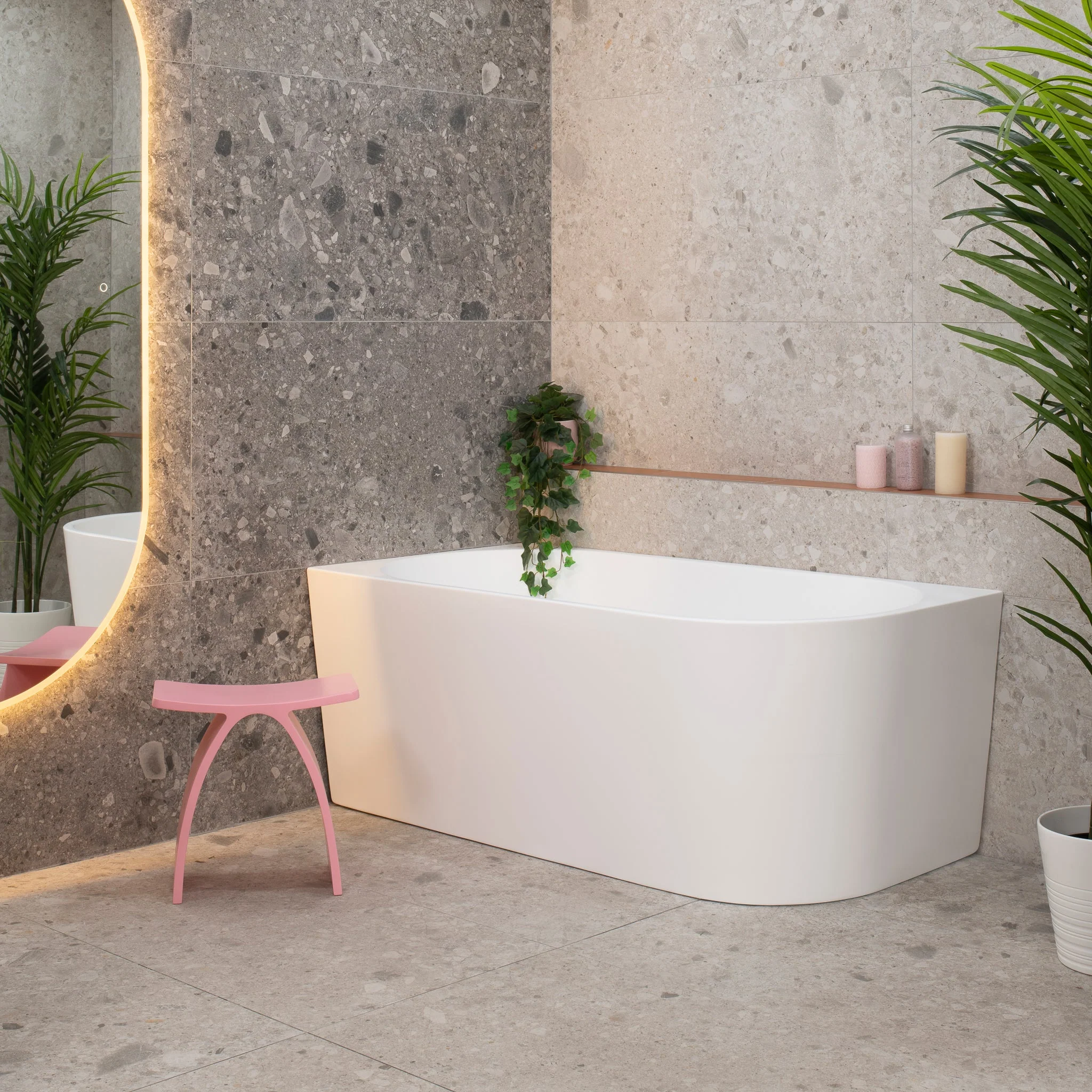 **CLEARANCE STOCK Avalon 1500mm Left Corner Freestanding Bath, Matte White
