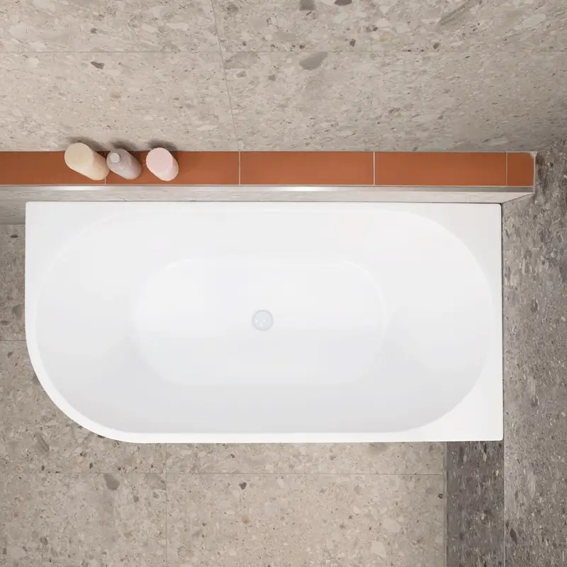 **CLEARANCE STOCK Avalon 1500mm Right Corner Freestanding Bath, Gloss White - Image 2