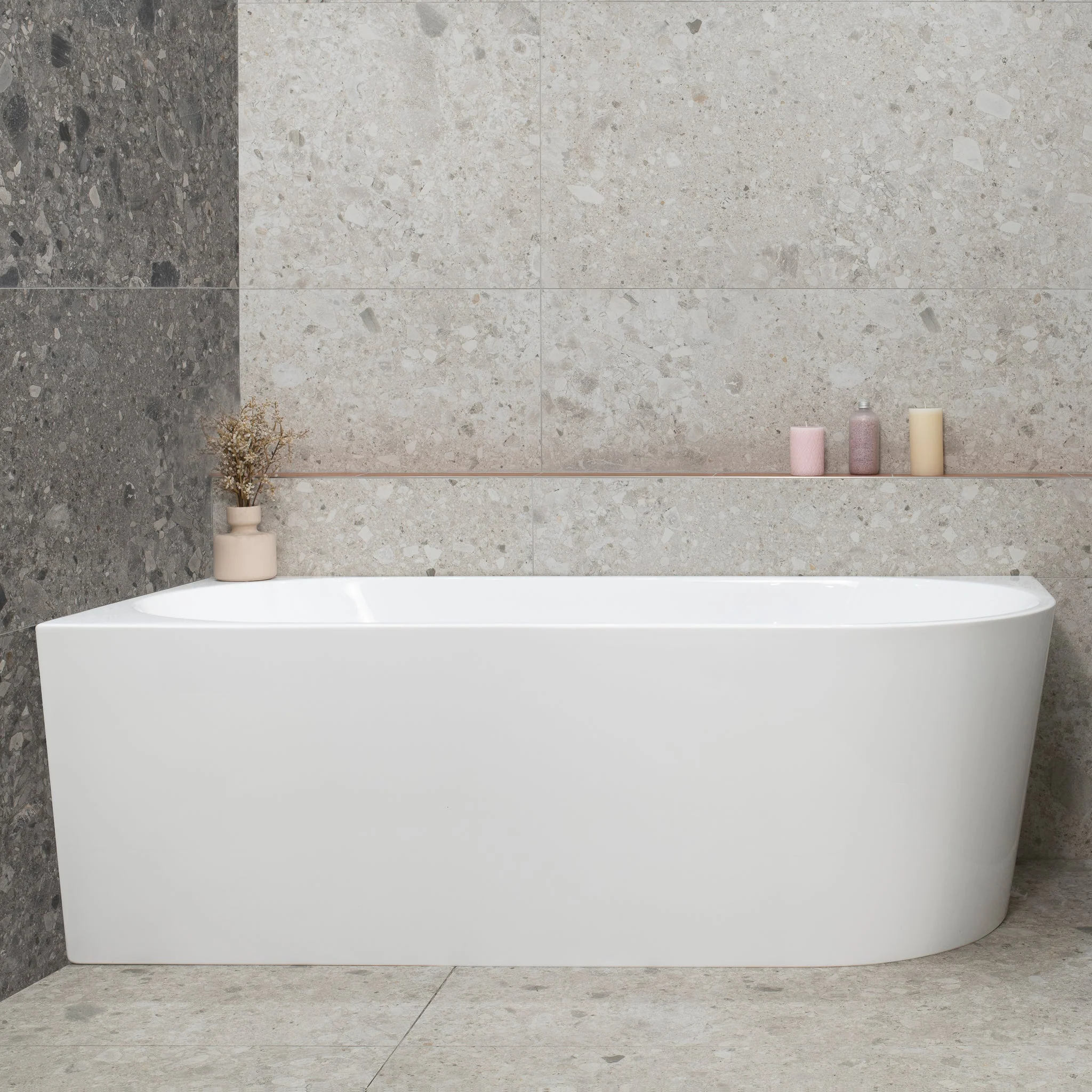 **CLEARANCE STOCK Avalon 1700mm Left Corner Freestanding Bath, Gloss White - Image 4