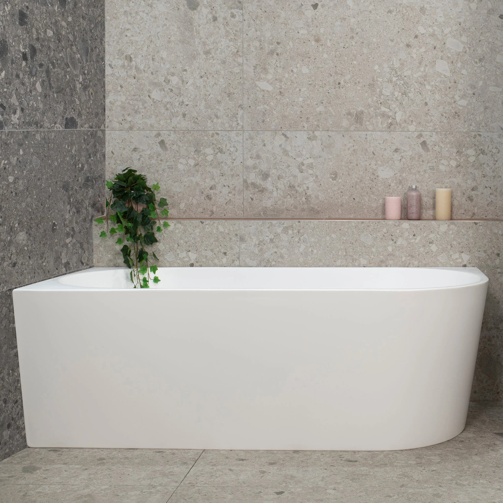 **CLEARANCE STOCK Avalon 1700mm Left Corner Freestanding Bath, Matte White - Image 4