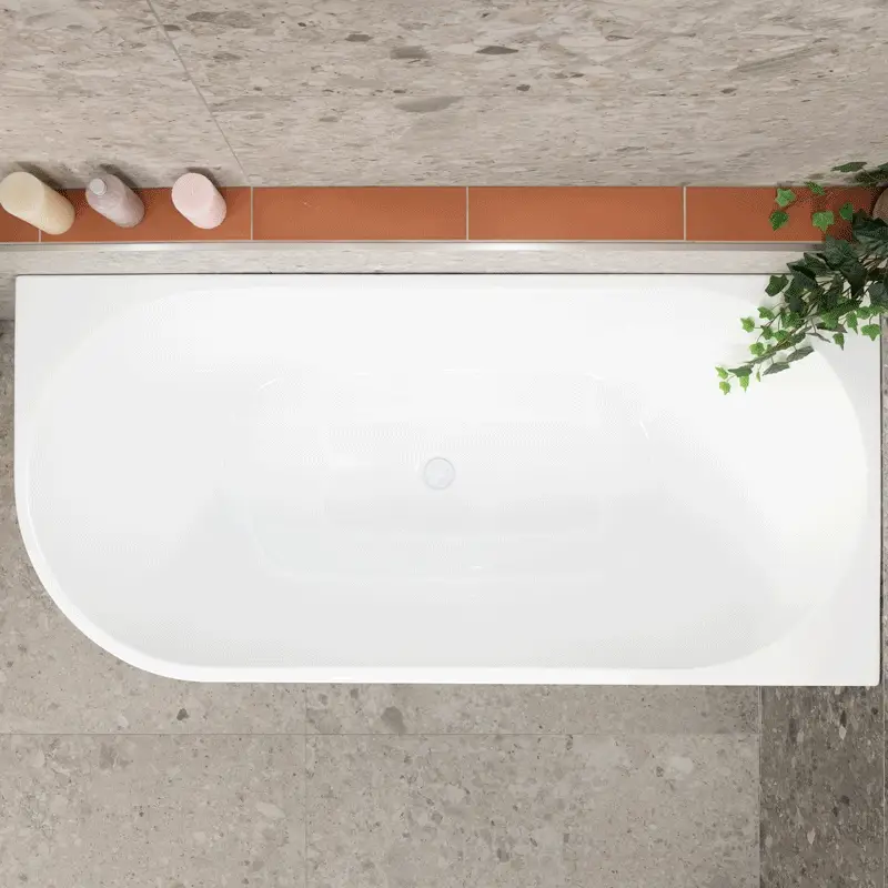 **CLEARANCE STOCK Avalon 1700mm Right Corner Freestanding Bath, Matte White - Image 2