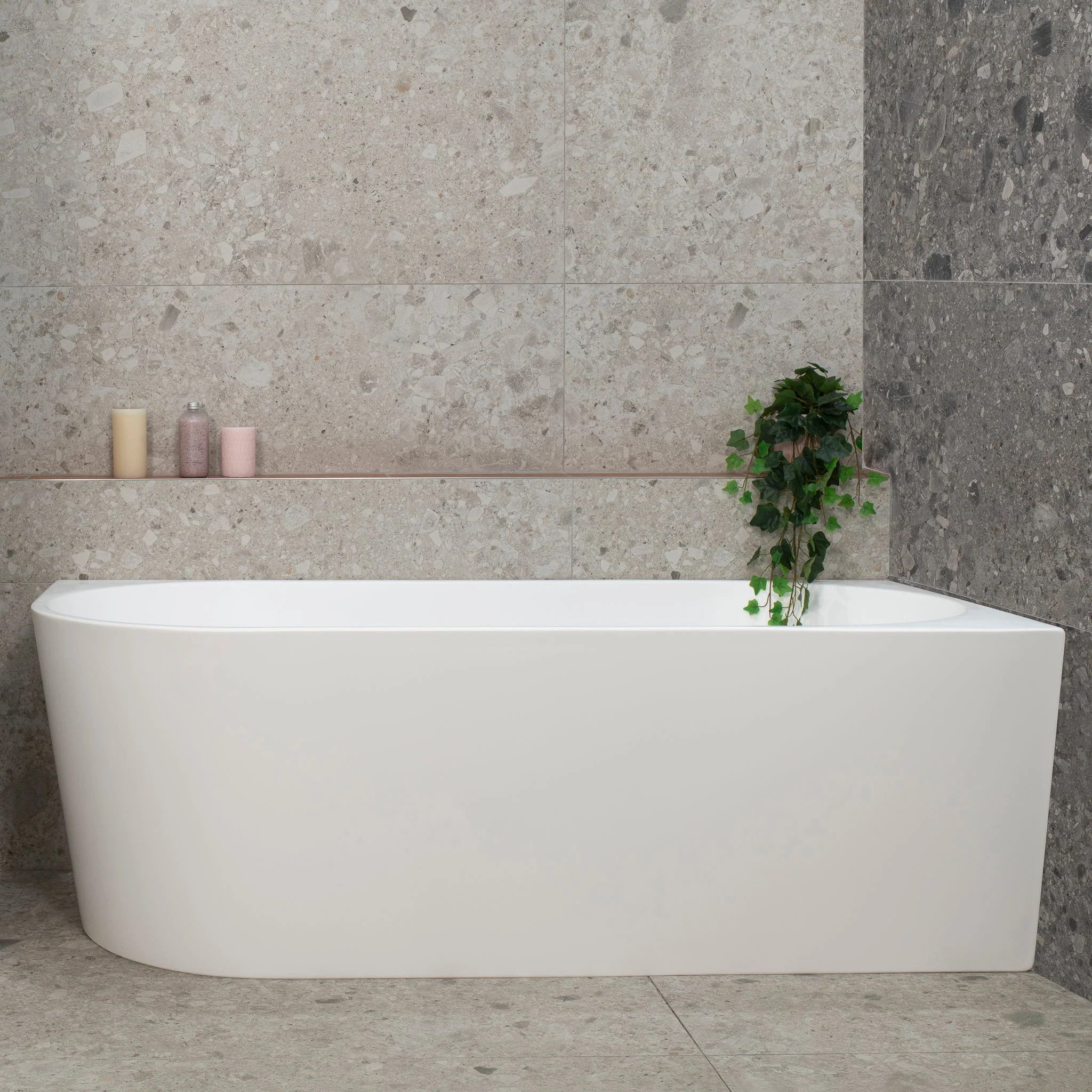 **CLEARANCE STOCK Avalon 1700mm Right Corner Freestanding Bath, Matte White - Image 4
