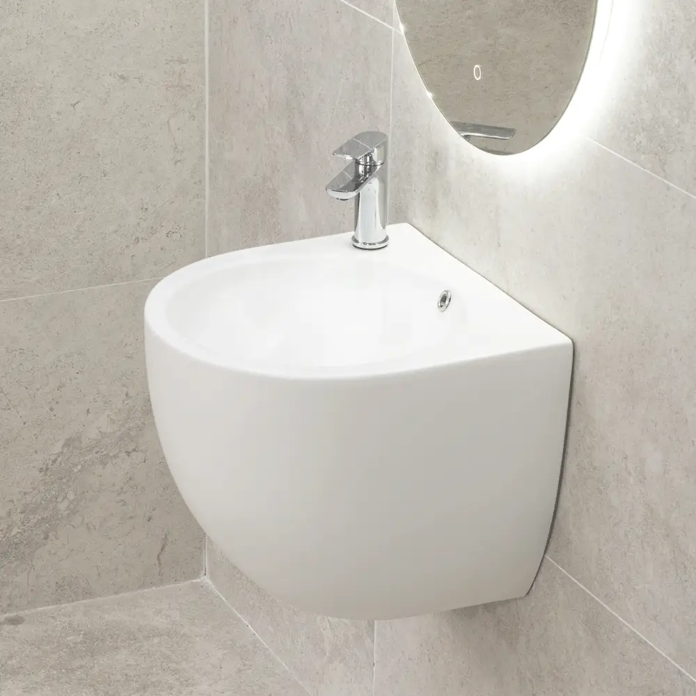 Corto 490mm x 475mm x 400mm Wall Hung Basin, Matte White *Clearance Stock* - Image 3