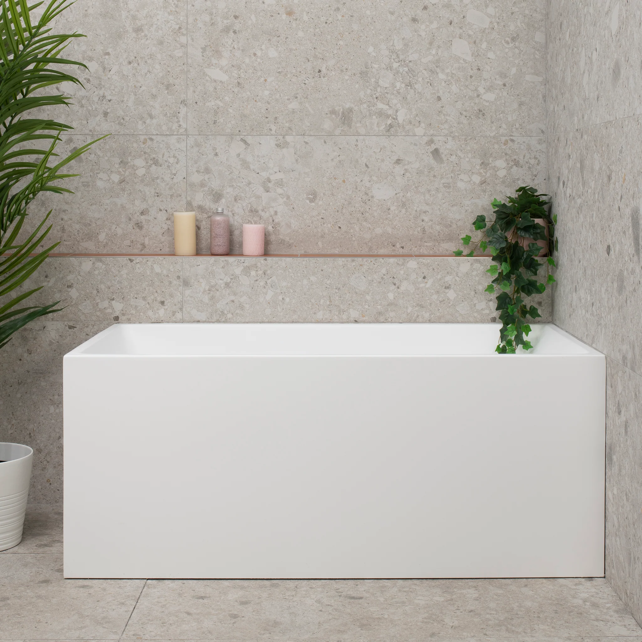 Cubix 1400mm Square Multifit Freestanding Bath, Matte White - Image 3