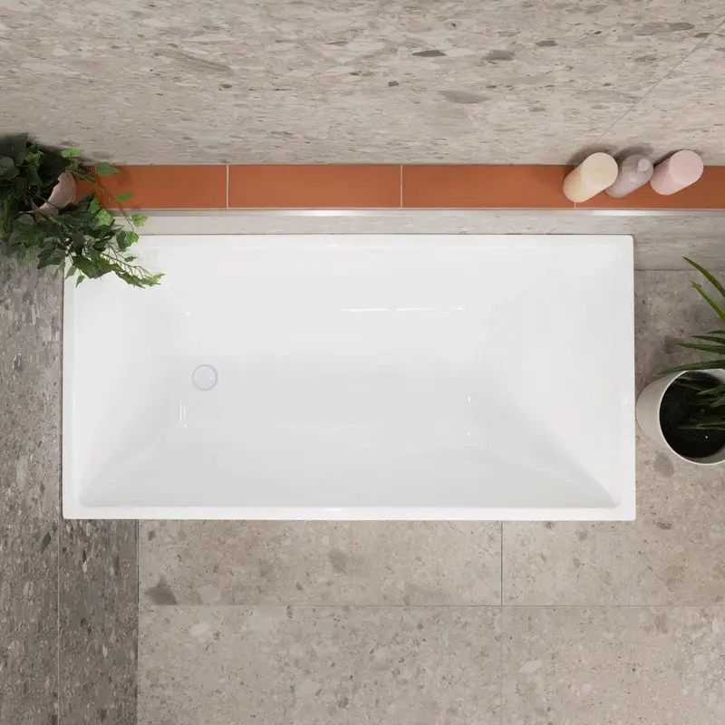 Cubix 1400mm Square Multifit Freestanding Bath, Matte White - Image 4