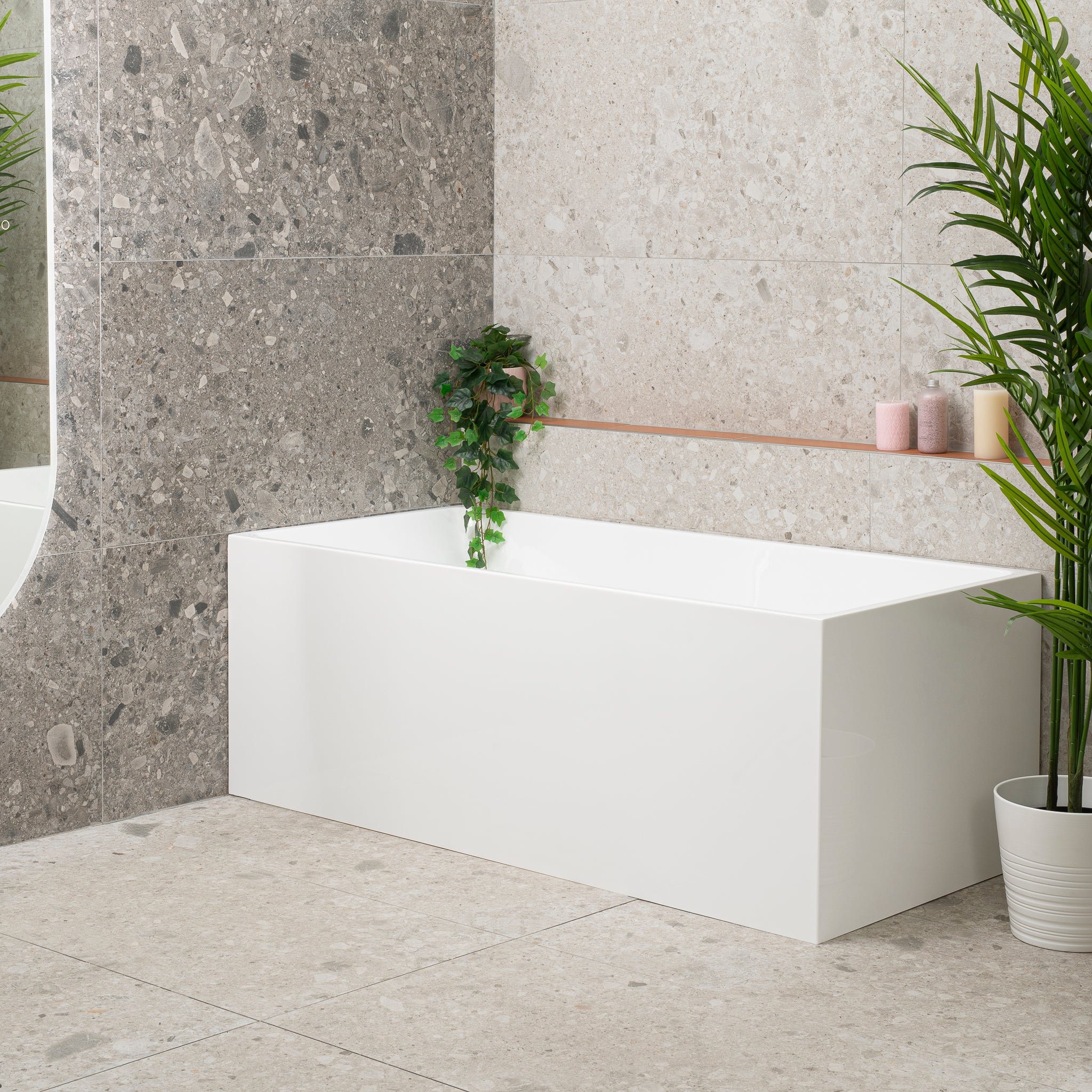 Cubix 1600mm Square Multifit Freestanding Bath, Matte White - Image 2