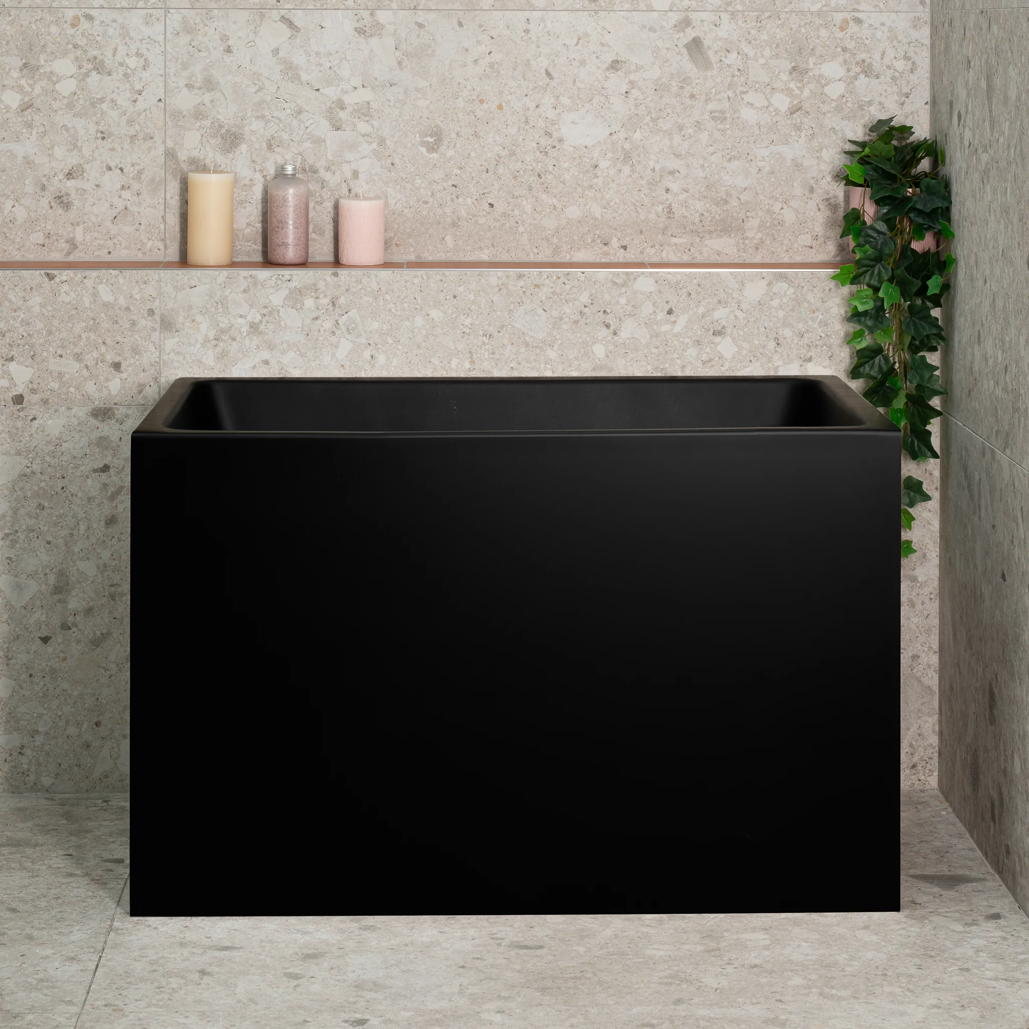 Cubix Extra Height 1000mm Japanese Soaking Bathtub, Matte Black - Image 2