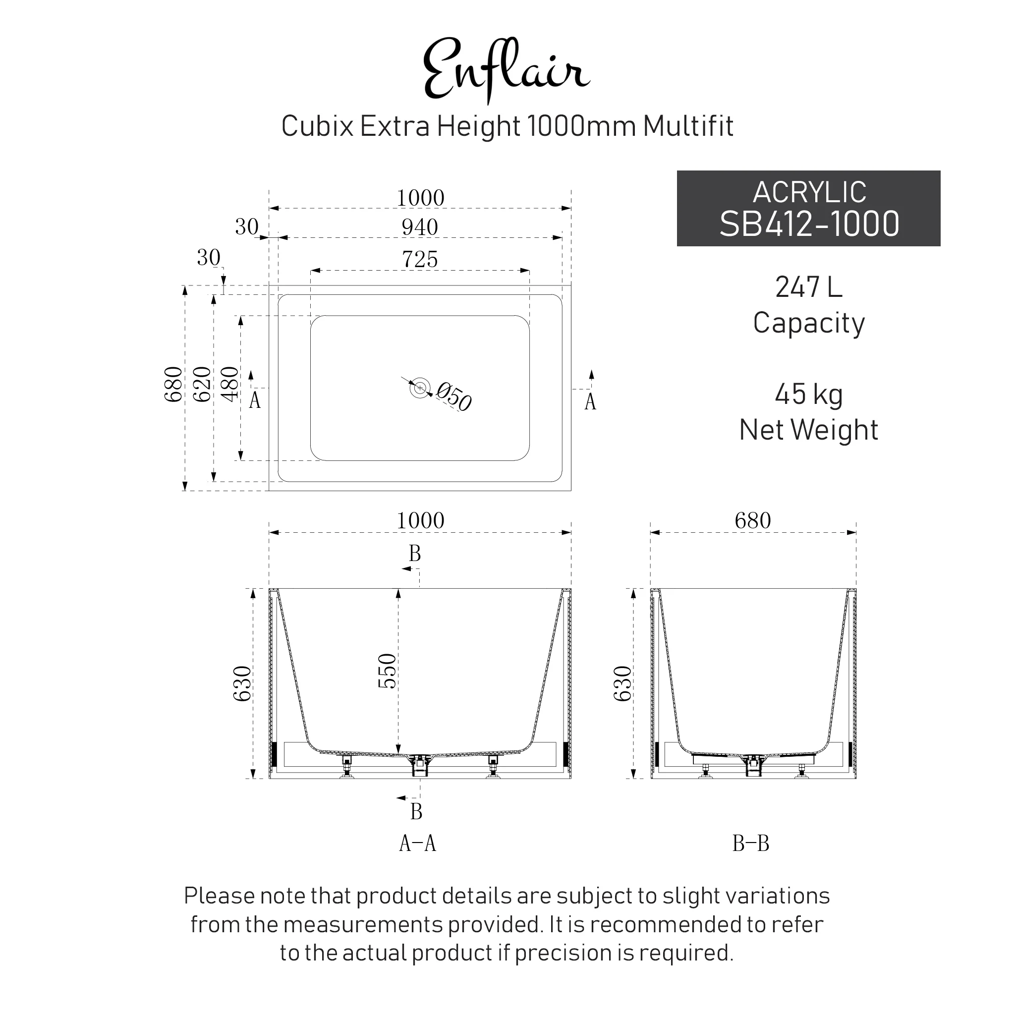 Cubix Extra Height 1000mm Japanese Soaking Bathtub, Gloss White - Image 8