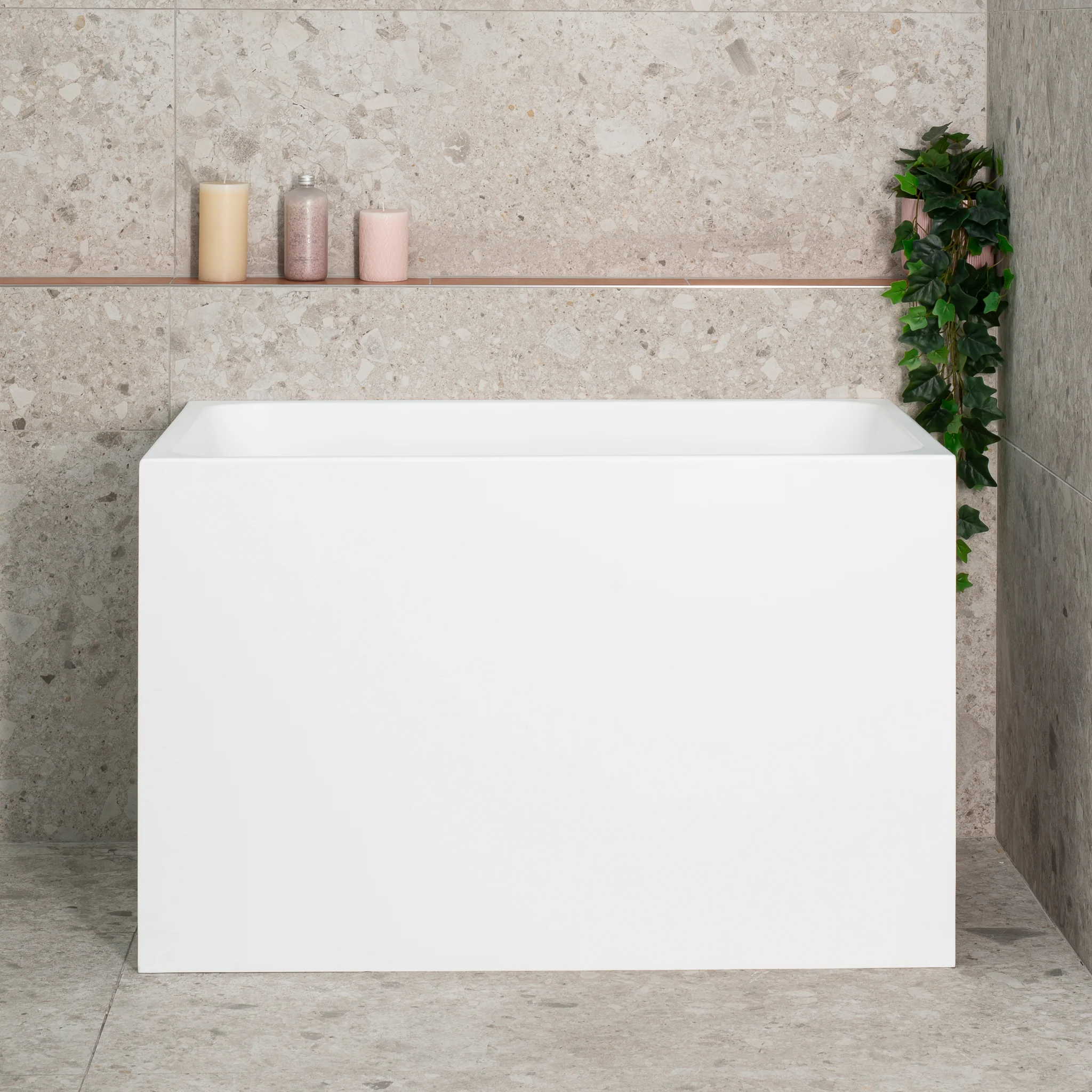 Cubix Extra Height 1000mm Japanese Soaking Bathtub, Matte White - Image 5