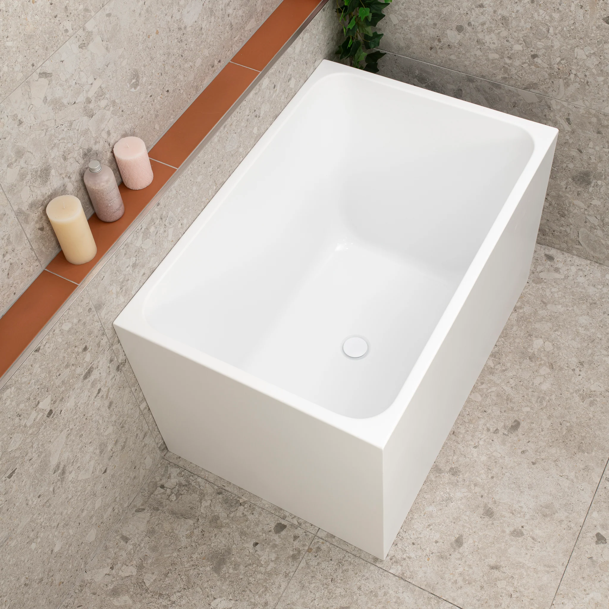 Cubix Extra Height 1000mm Japanese Soaking Bathtub, Matte White - Image 6