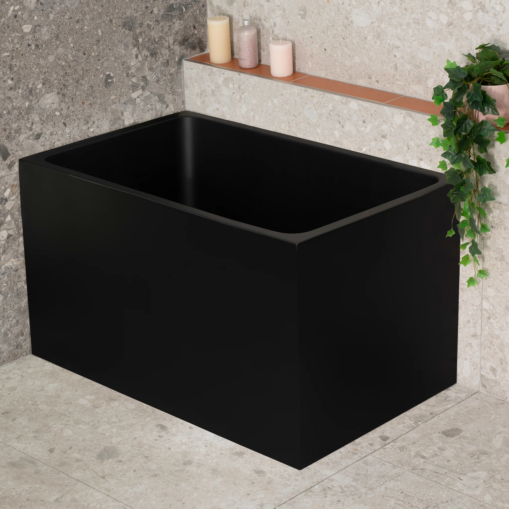 Cubix Extra Height 1100mm Japanese Soaking Bathtub, Matte Black - Image 3