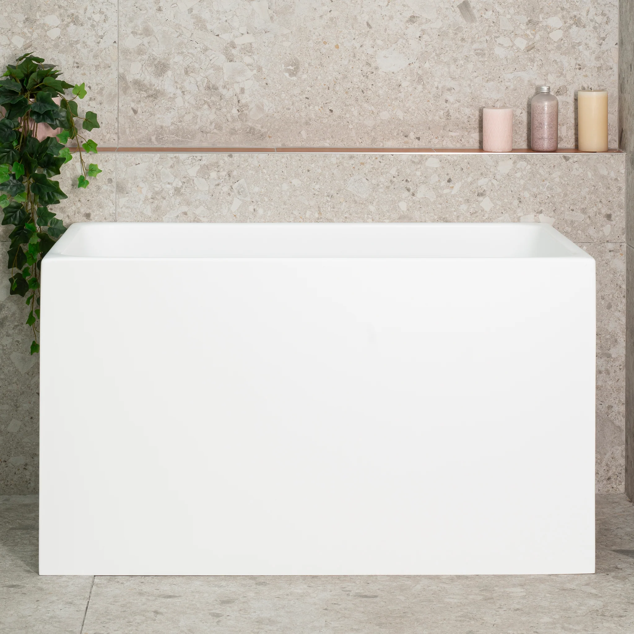 Cubix Extra Height 1100mm Japanese Soaking Bathtub, Matte White - Image 4