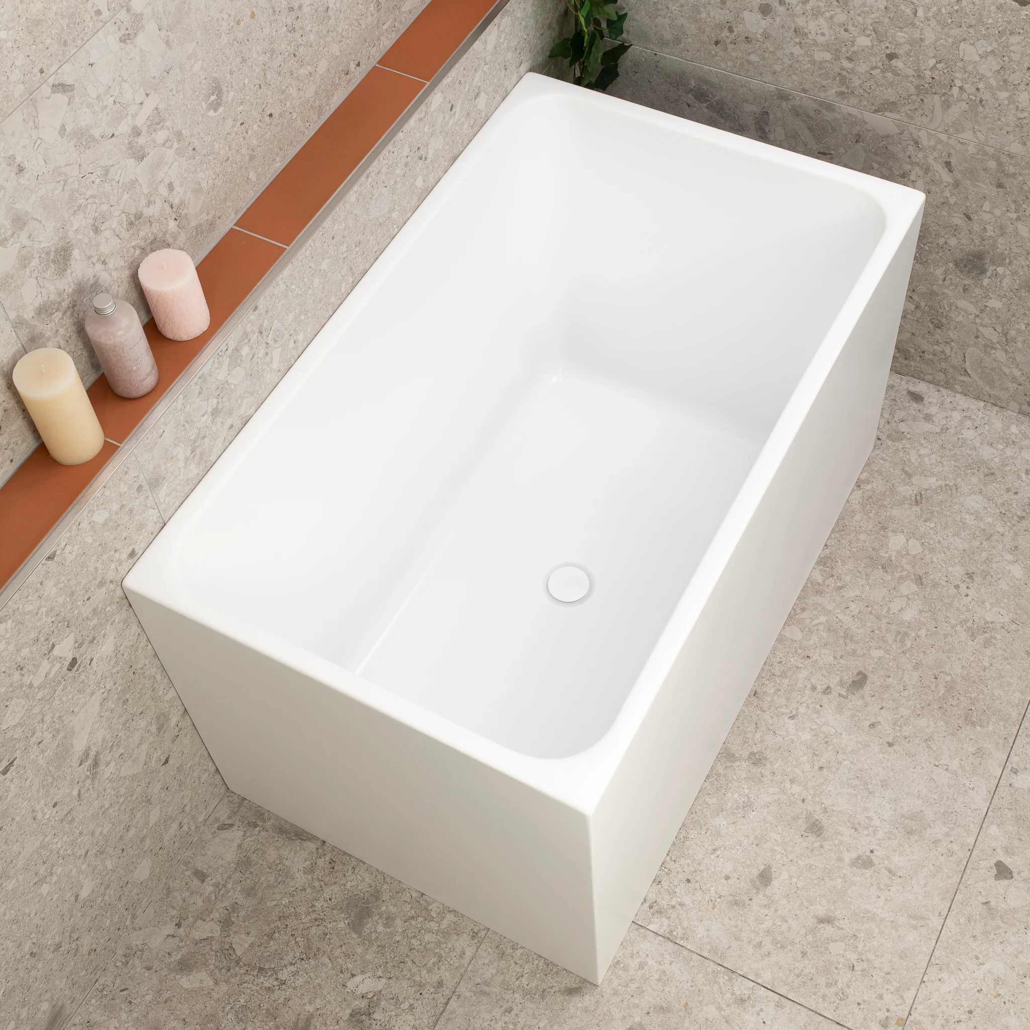 Cubix Extra Height 1100mm Japanese Soaking Bathtub, Matte White - Image 5